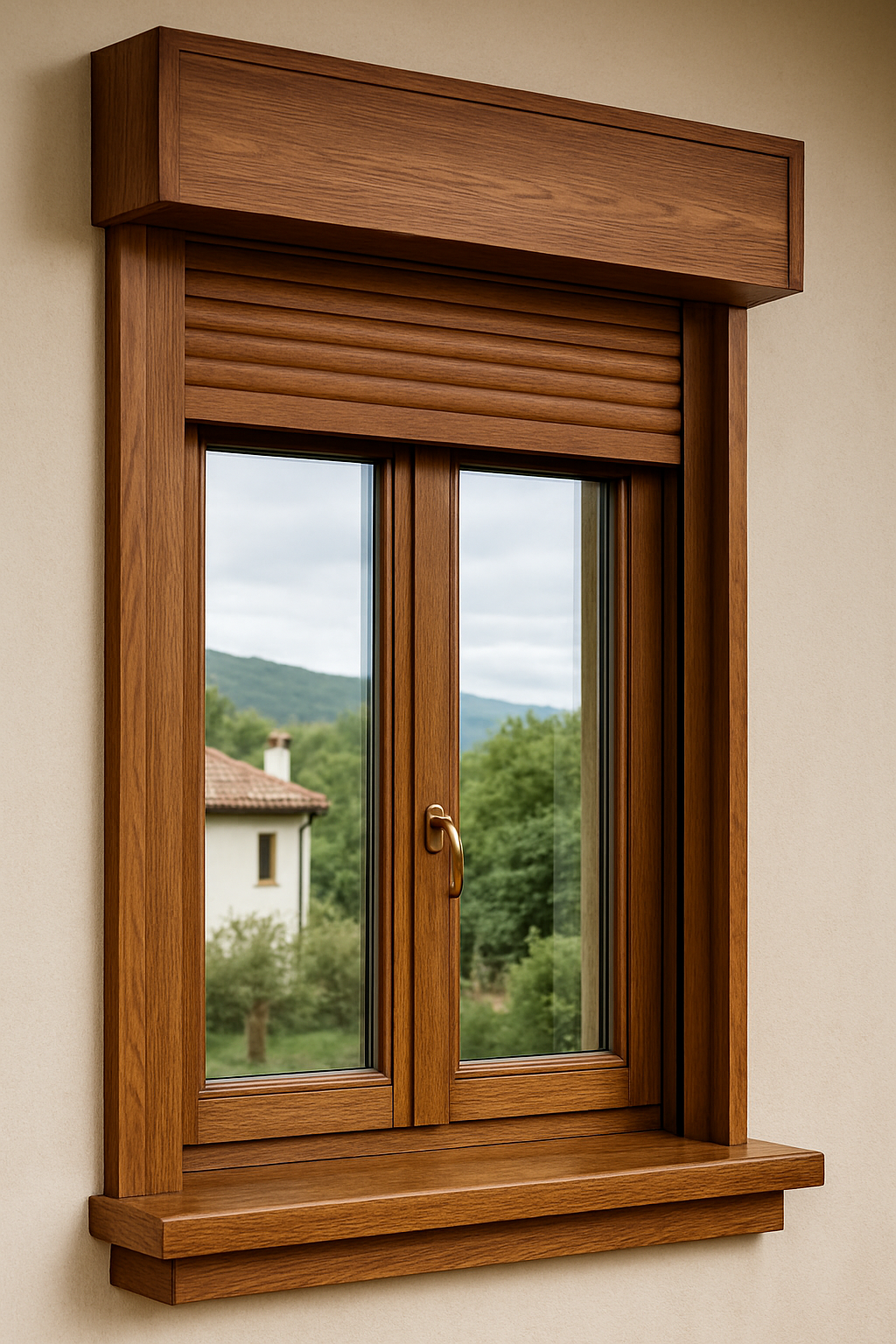 Ventanas de madera con persiana