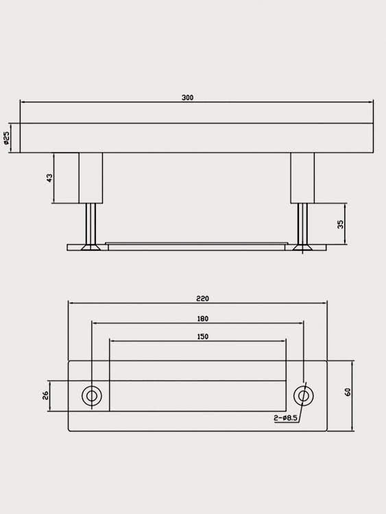 Tirador Negro Barra/Oculto para Puerta Corredera T-80-1