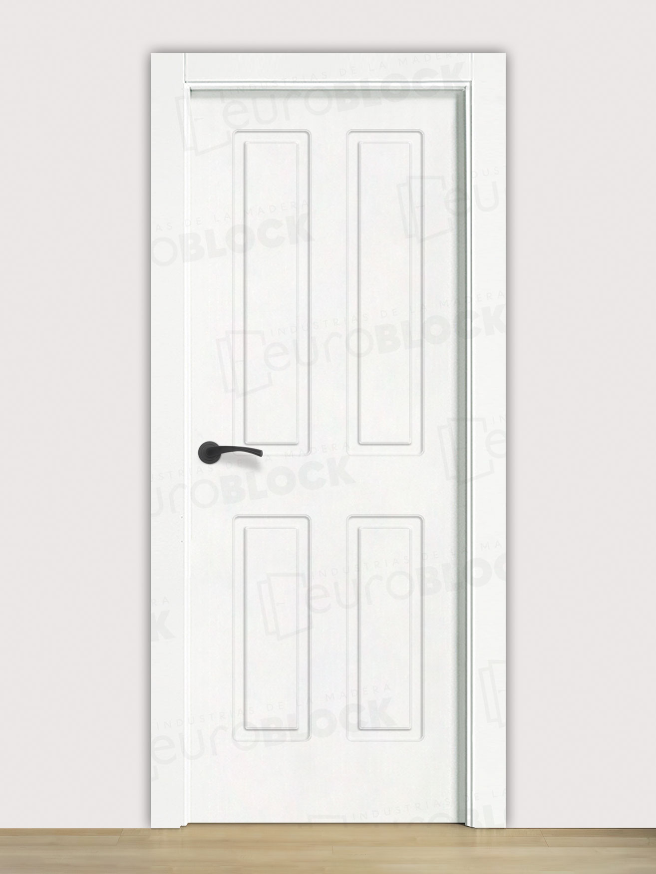 Puerta Interior Lacada Blanca con Manilla Negra Lago