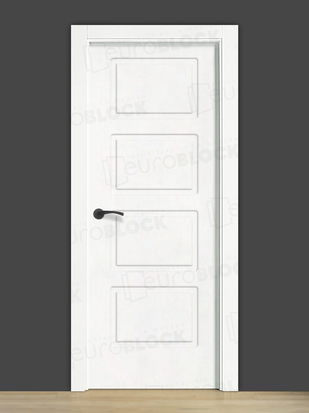 Puerta Interior Lacada Blanca con Manilla Negra PL-216