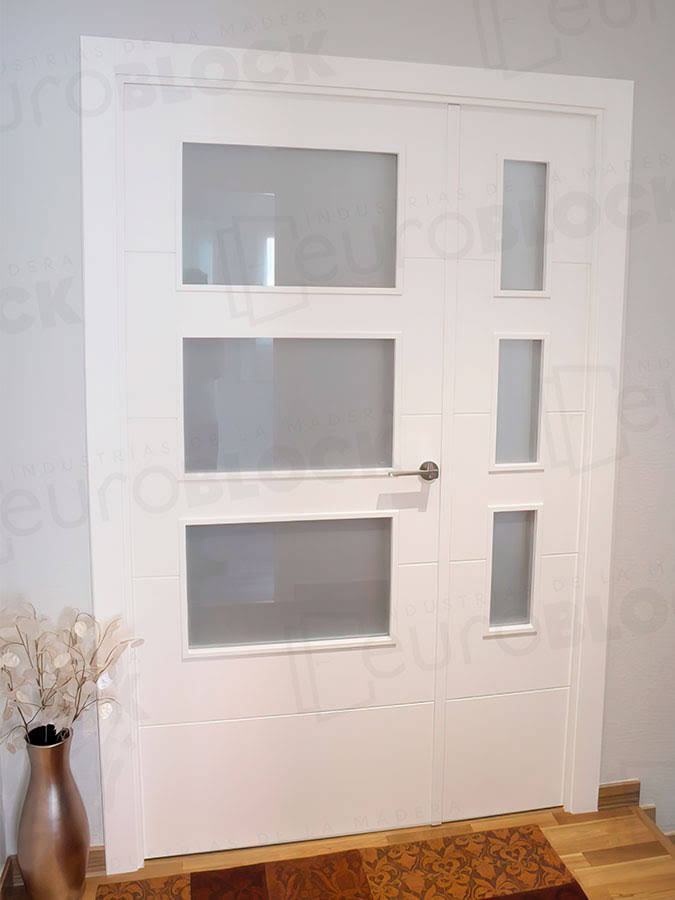 Puerta Doble para Salón Lacada Blanca PVT5