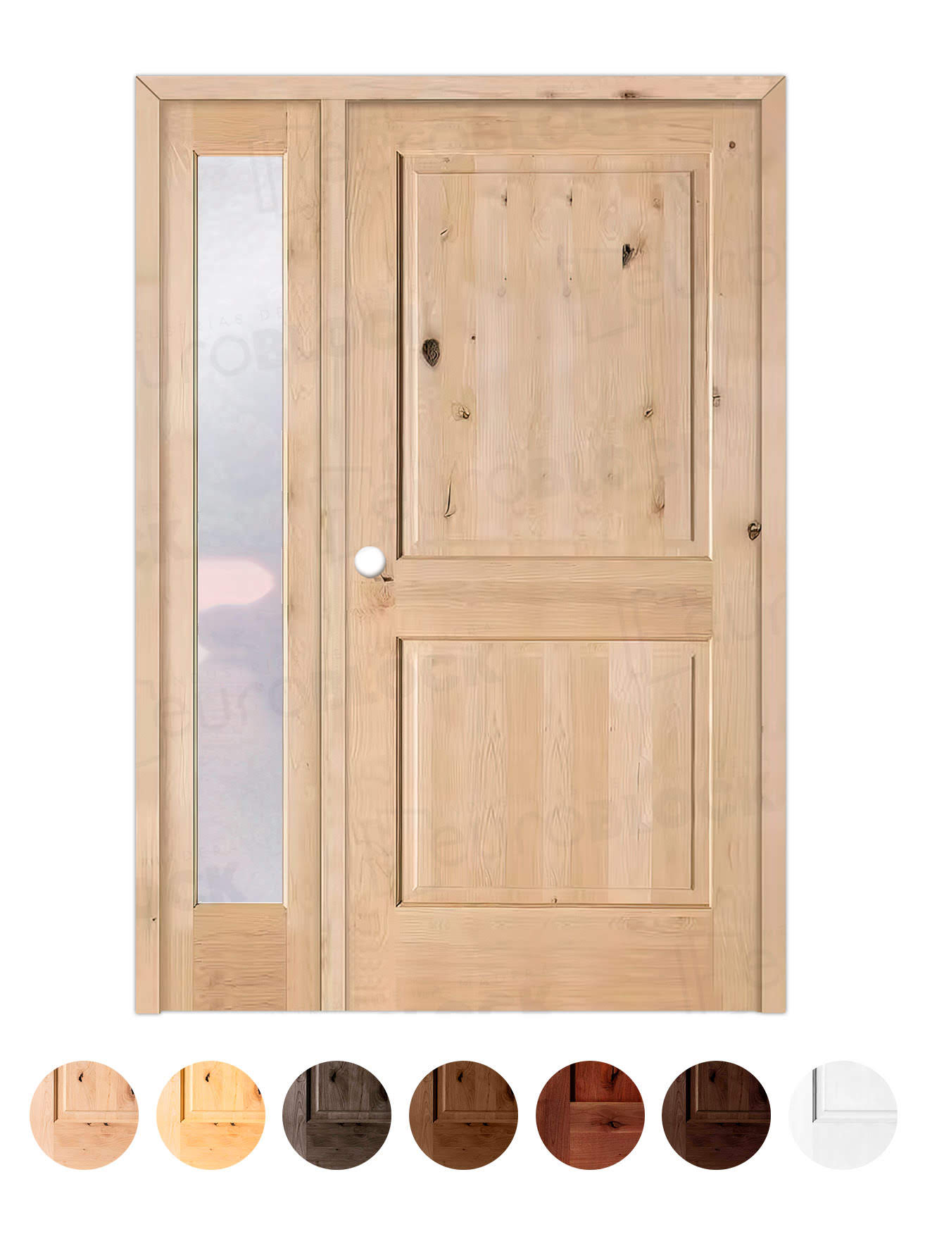 Puerta de Exterior con Fijo de Madera Maciza Serie 1100