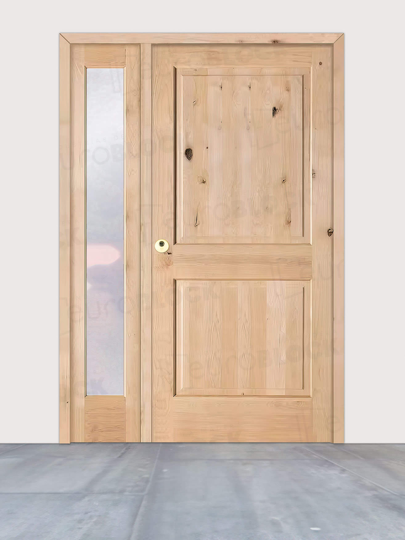 Puerta de Exterior con Fijo de Madera Maciza Serie 1100