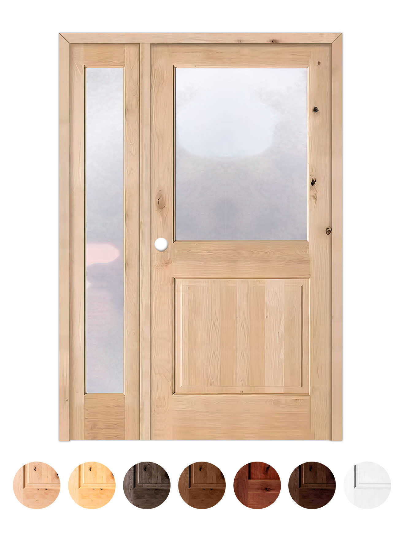 Puerta de Exterior con Fijo de Madera Maciza Serie 1100-V1
