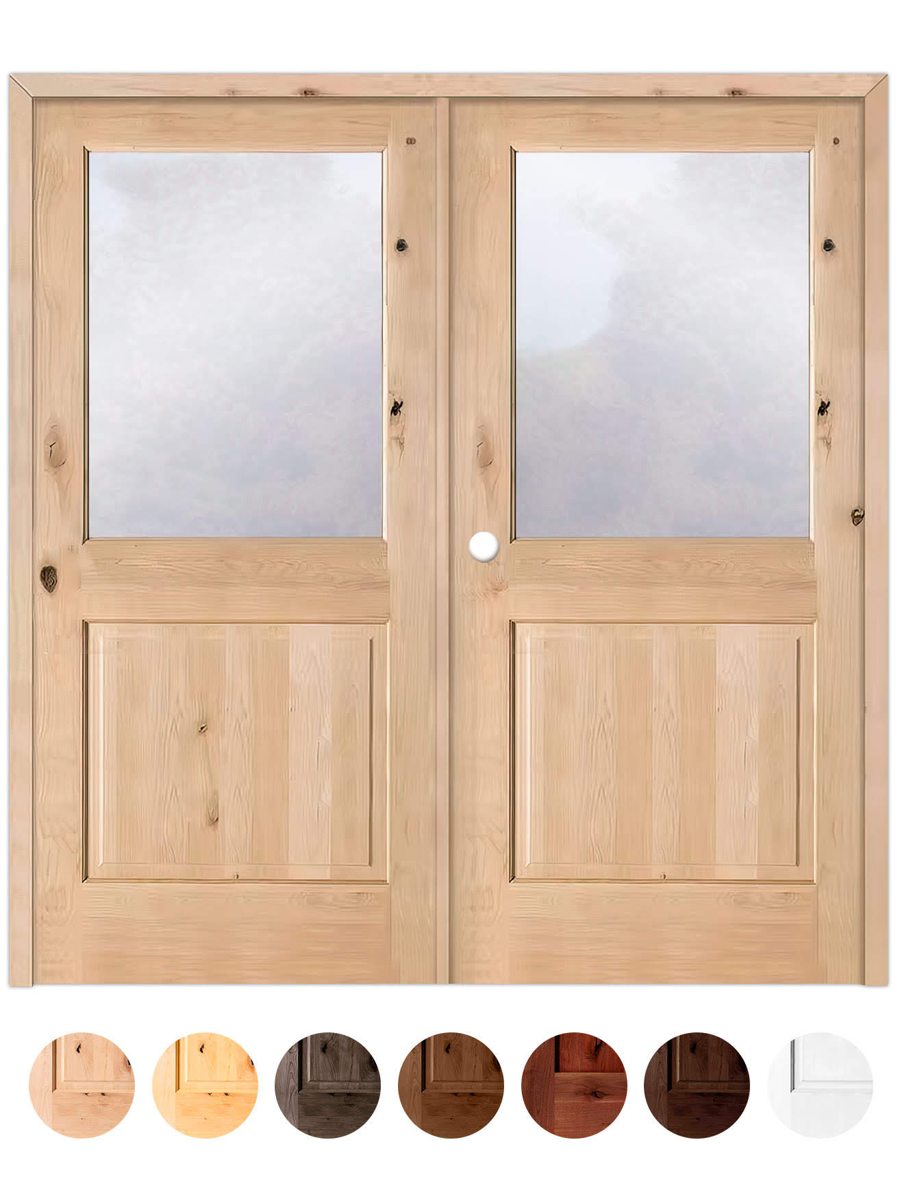 Puerta Doble de Exterior Fijos de Madera Maciza Serie 1100-V1
