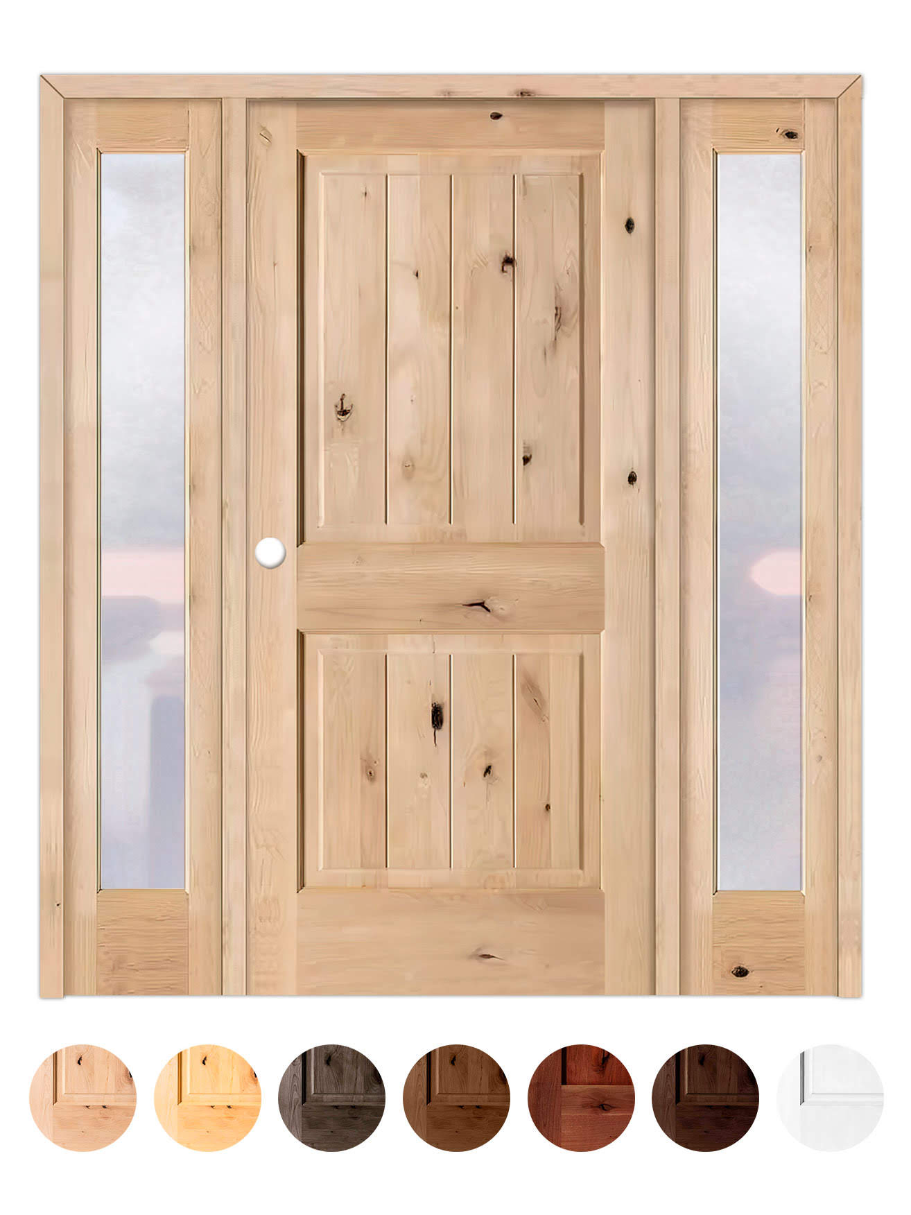 Puerta de Exterior con Dos Fijos de Madera Maciza Serie 2100