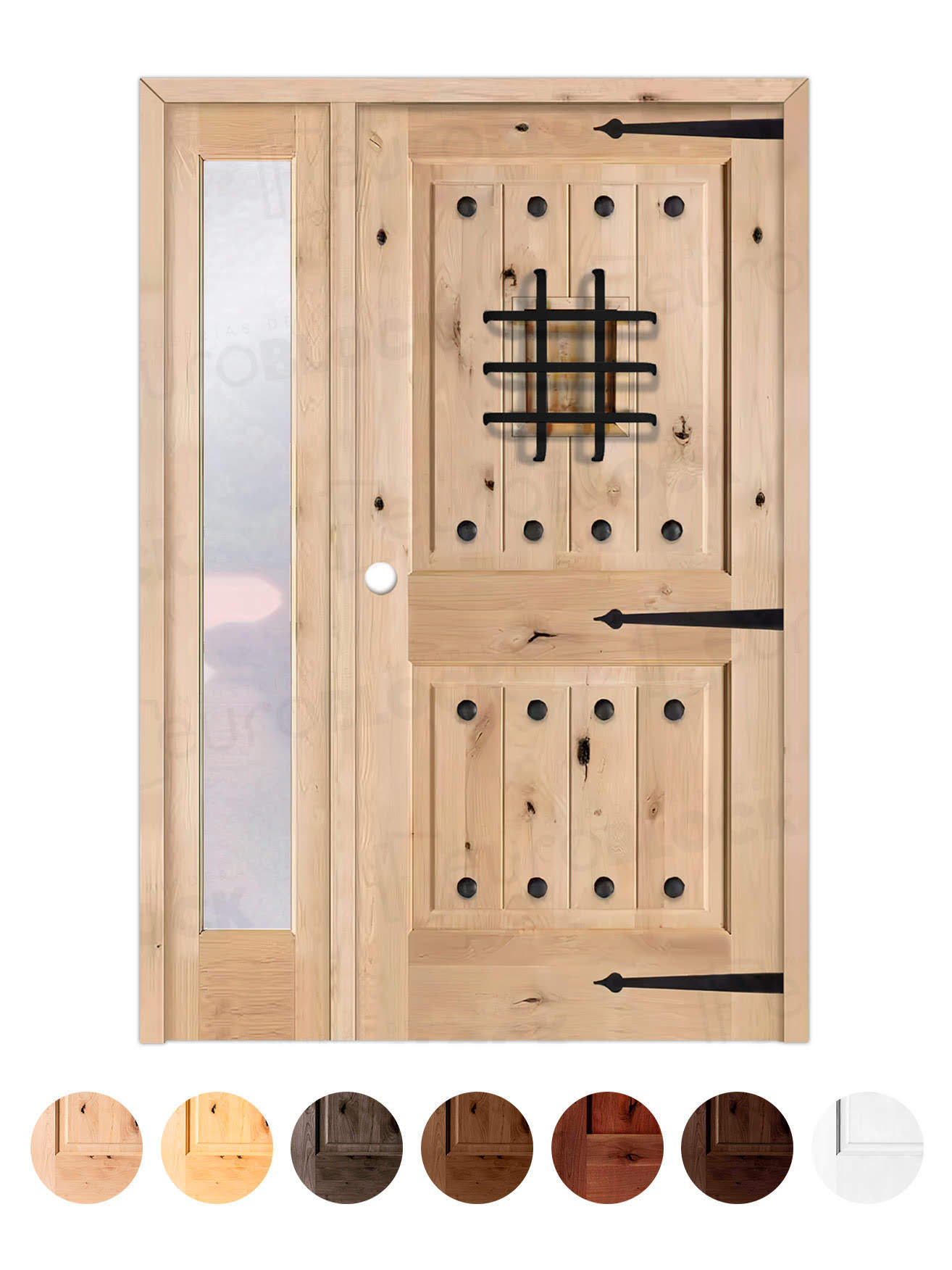 Puerta de Exterior con Fijo de Madera Maciza Serie 3100