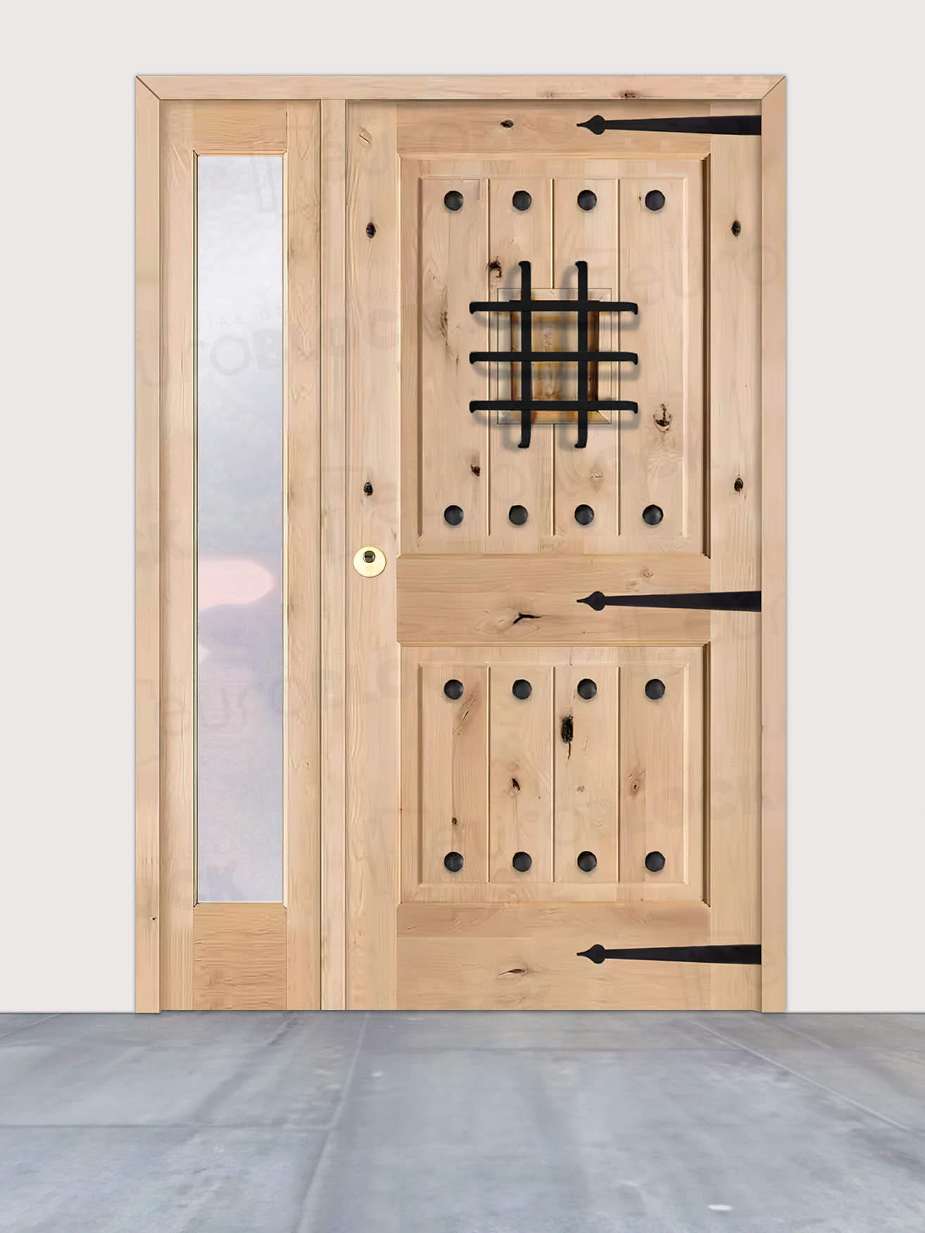 Puerta de Exterior con Fijo de Madera Maciza Serie 3100