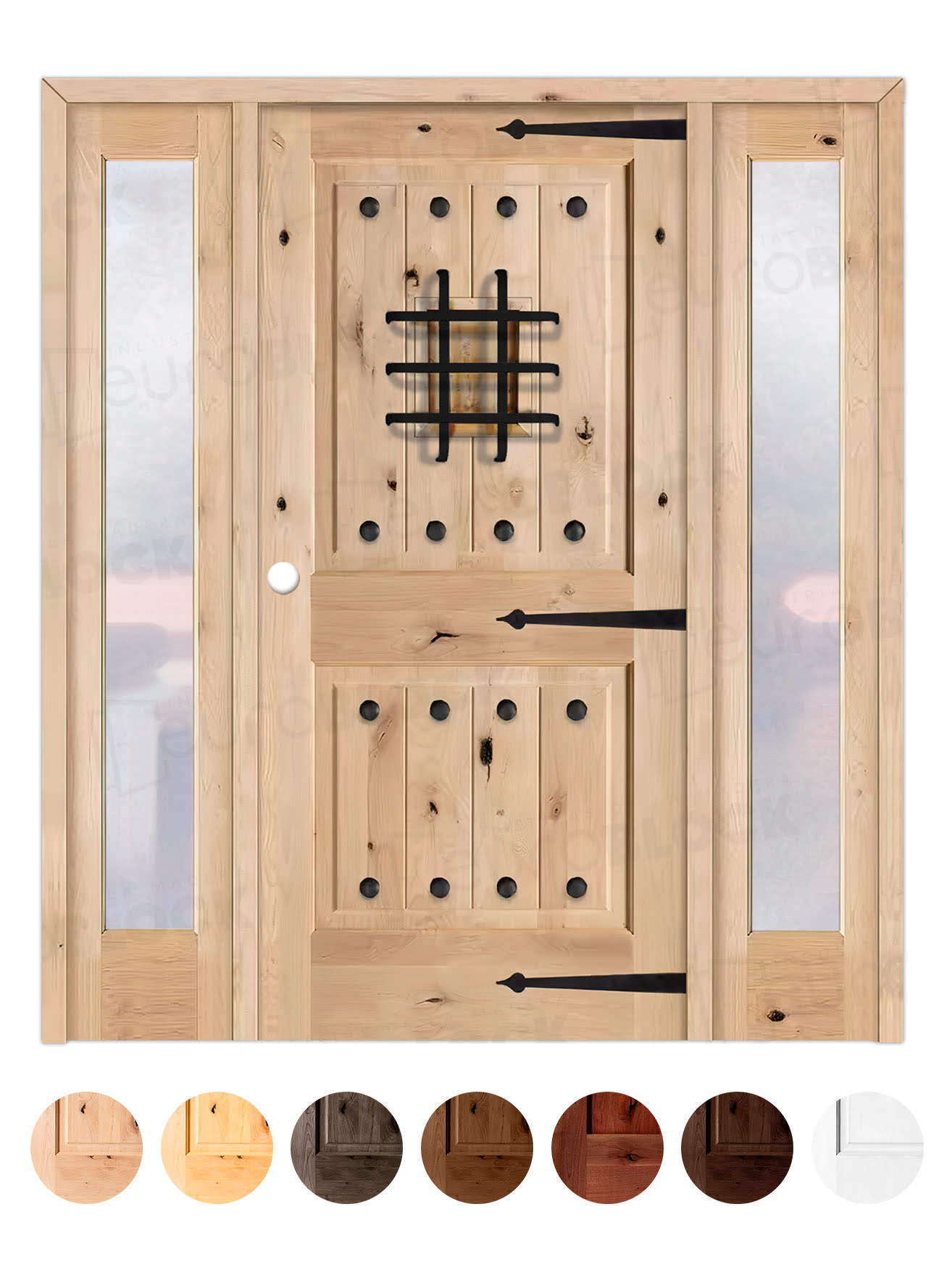 Puerta de Exterior con Dos Fijos de Madera Maciza Serie 3100