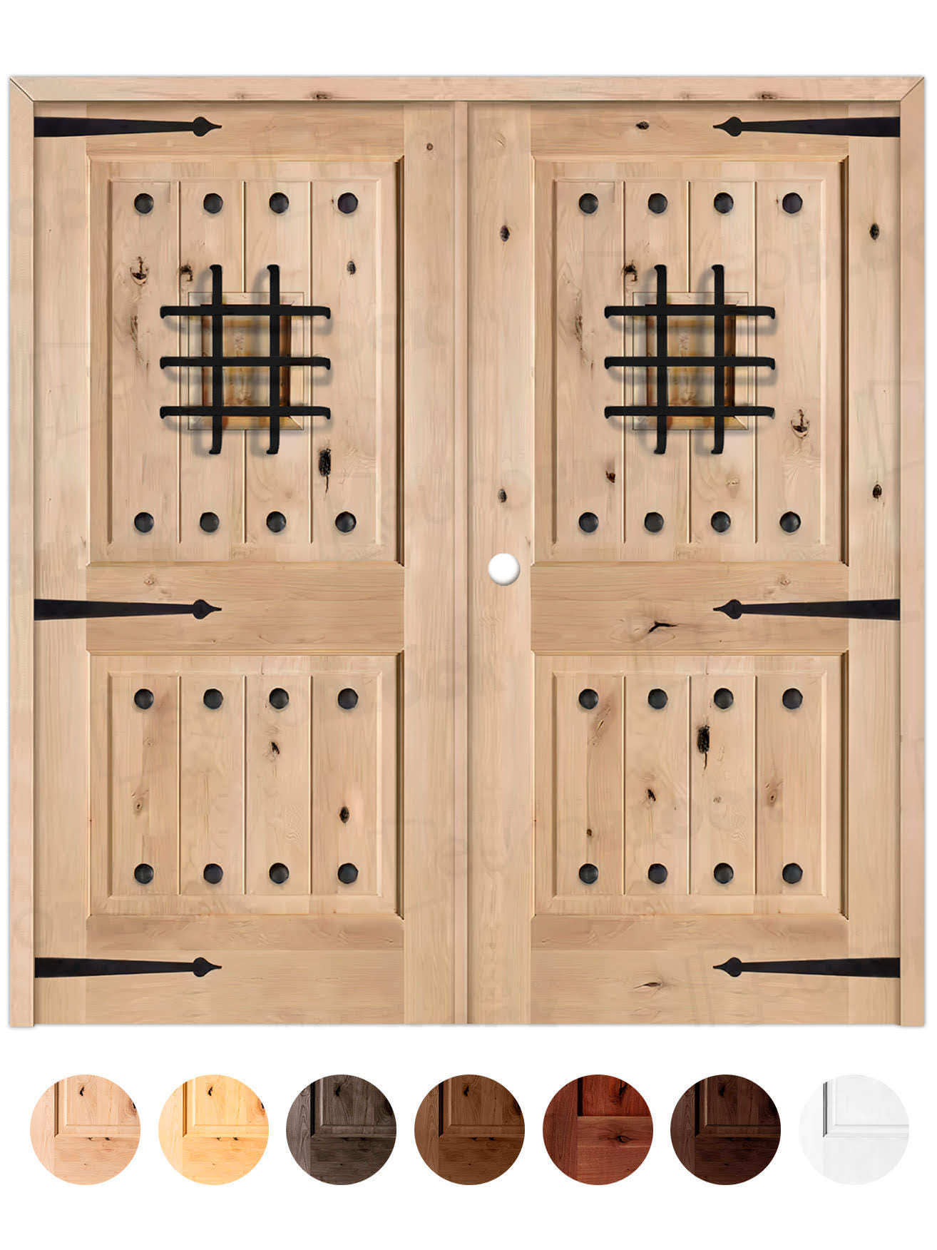Puerta Doble de Exterior Fijos de Madera Maciza Serie 3100