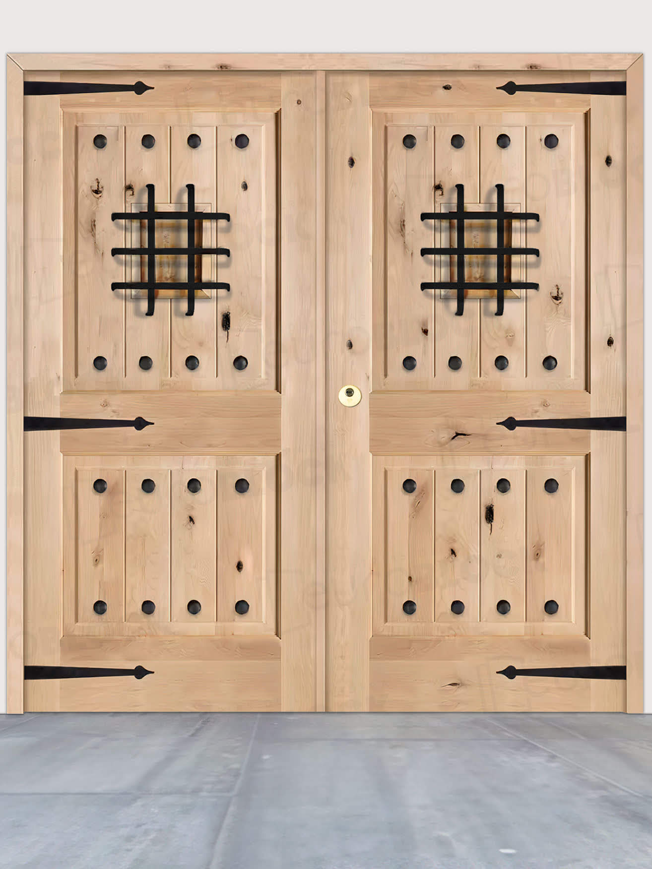 Puerta Doble de Exterior Fijos de Madera Maciza Serie 3100
