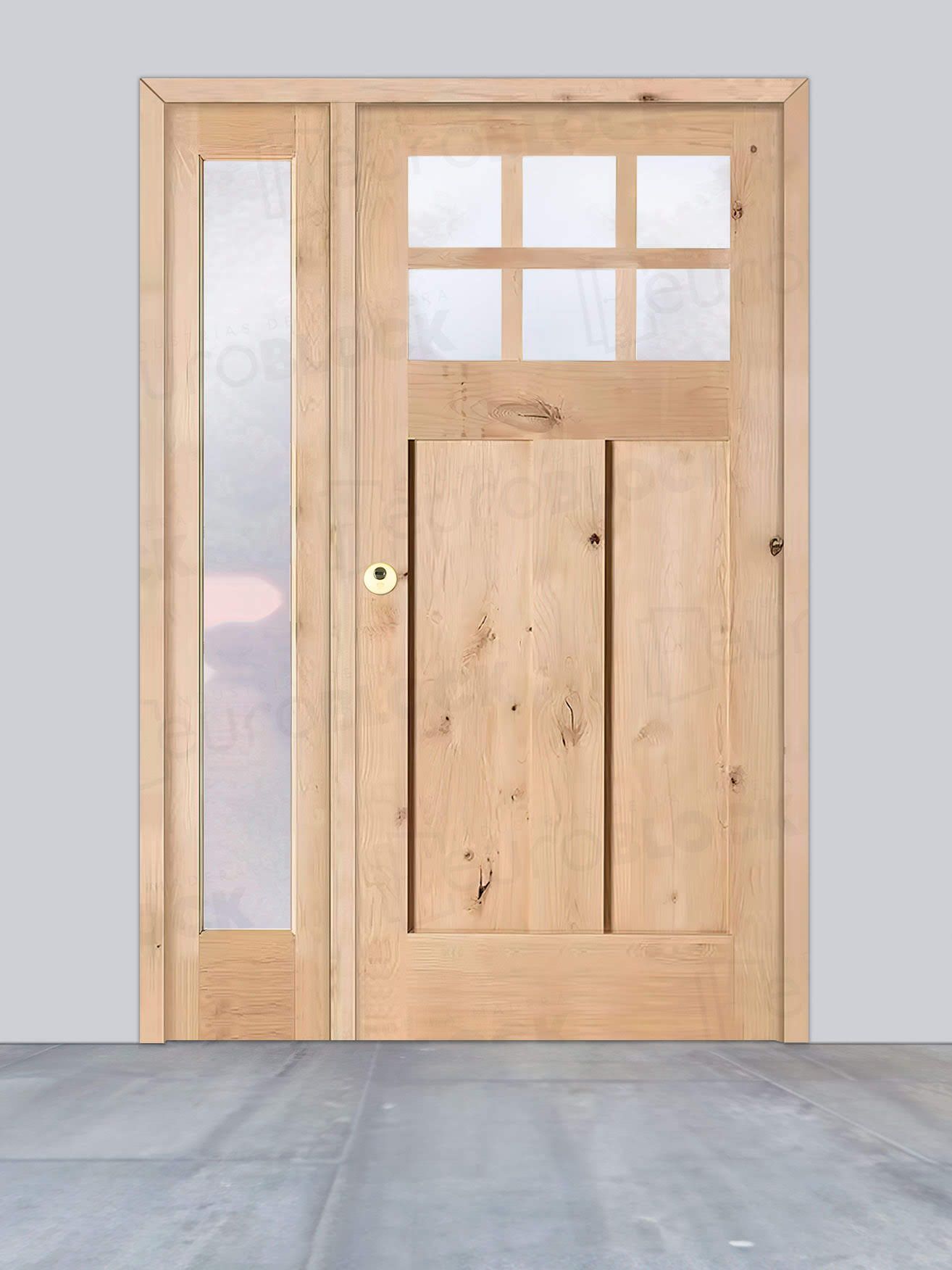 Puerta de Exterior con Fijo de Madera Maciza Serie 4100-V6