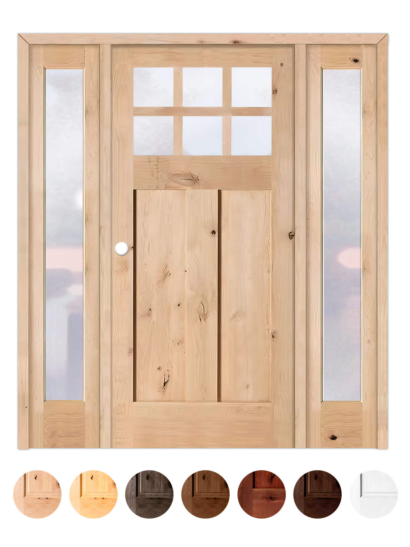 Puerta de Exterior con Dos Fijos de Madera Maciza Serie 4100-V6