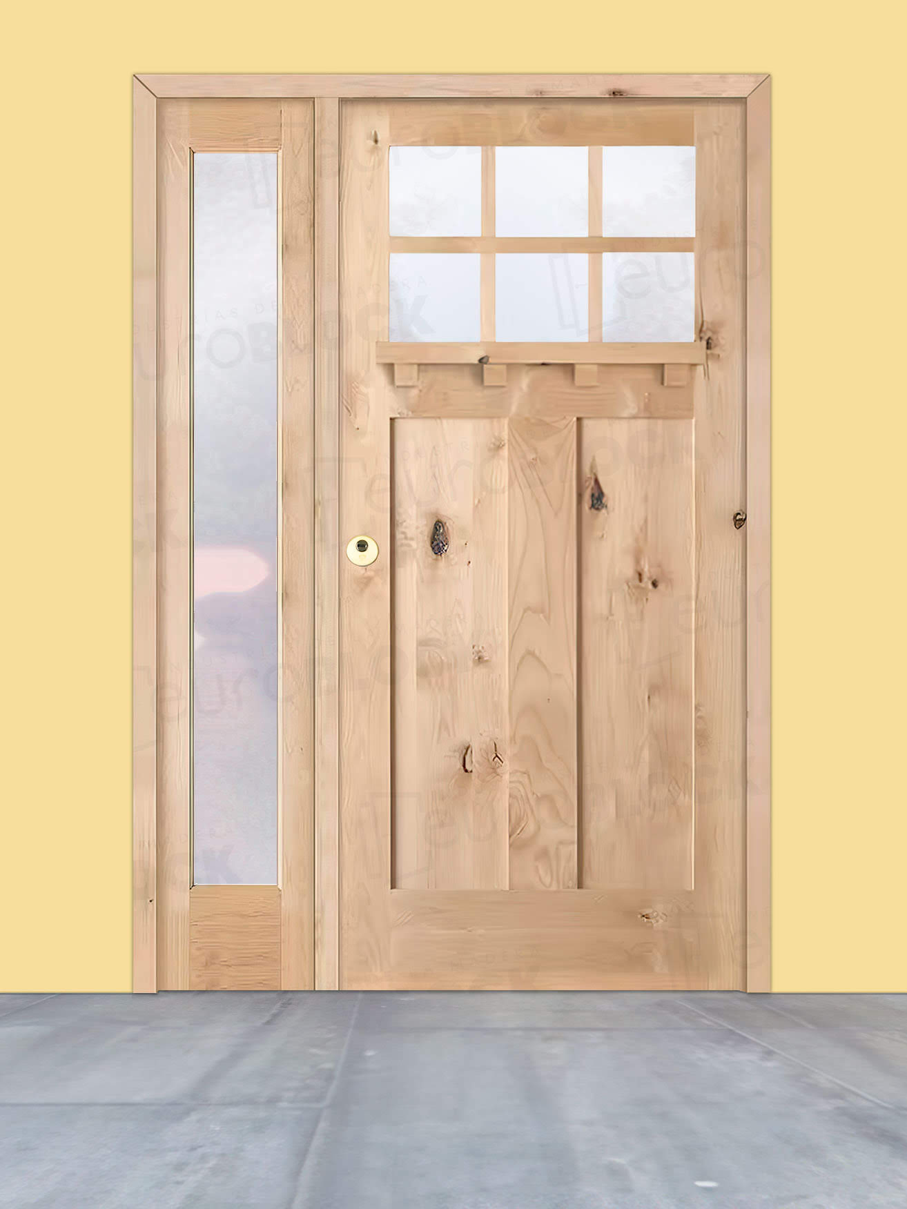 Puerta de Exterior con Fijo de Madera Maciza Serie 4100-T-V6