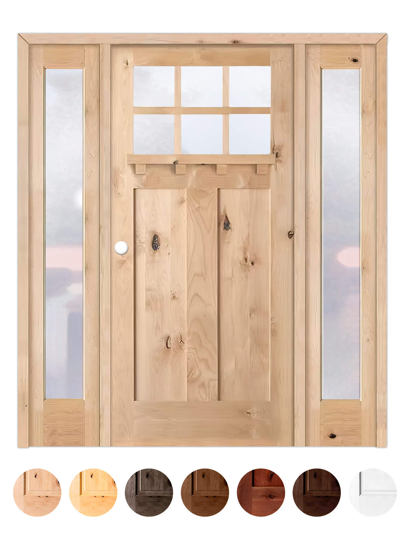 Puerta de Exterior con Dos Fijos de Madera Maciza Serie 4100-T-V6