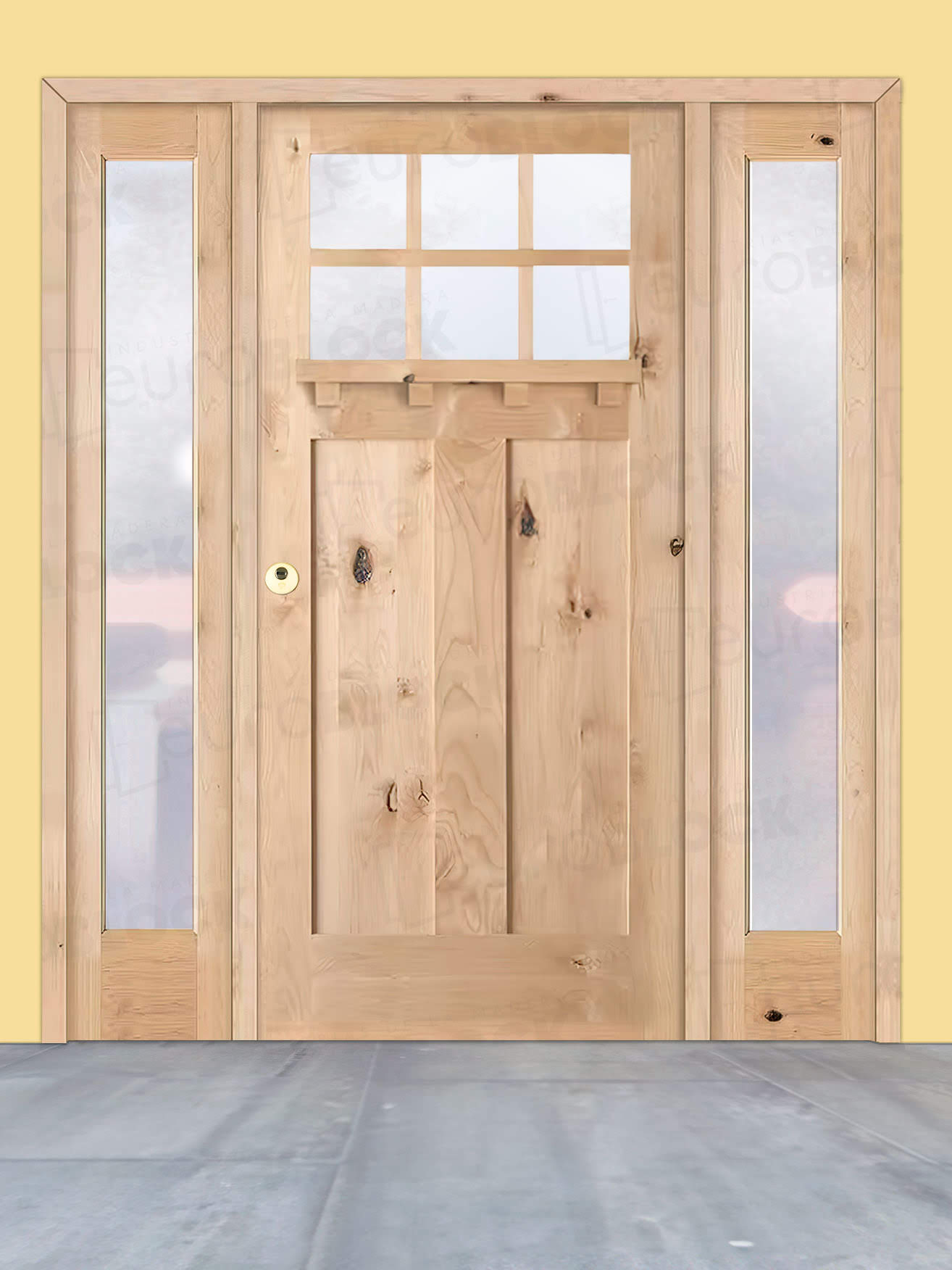 Puerta de Exterior con Dos Fijos de Madera Maciza Serie 4100-T-V6