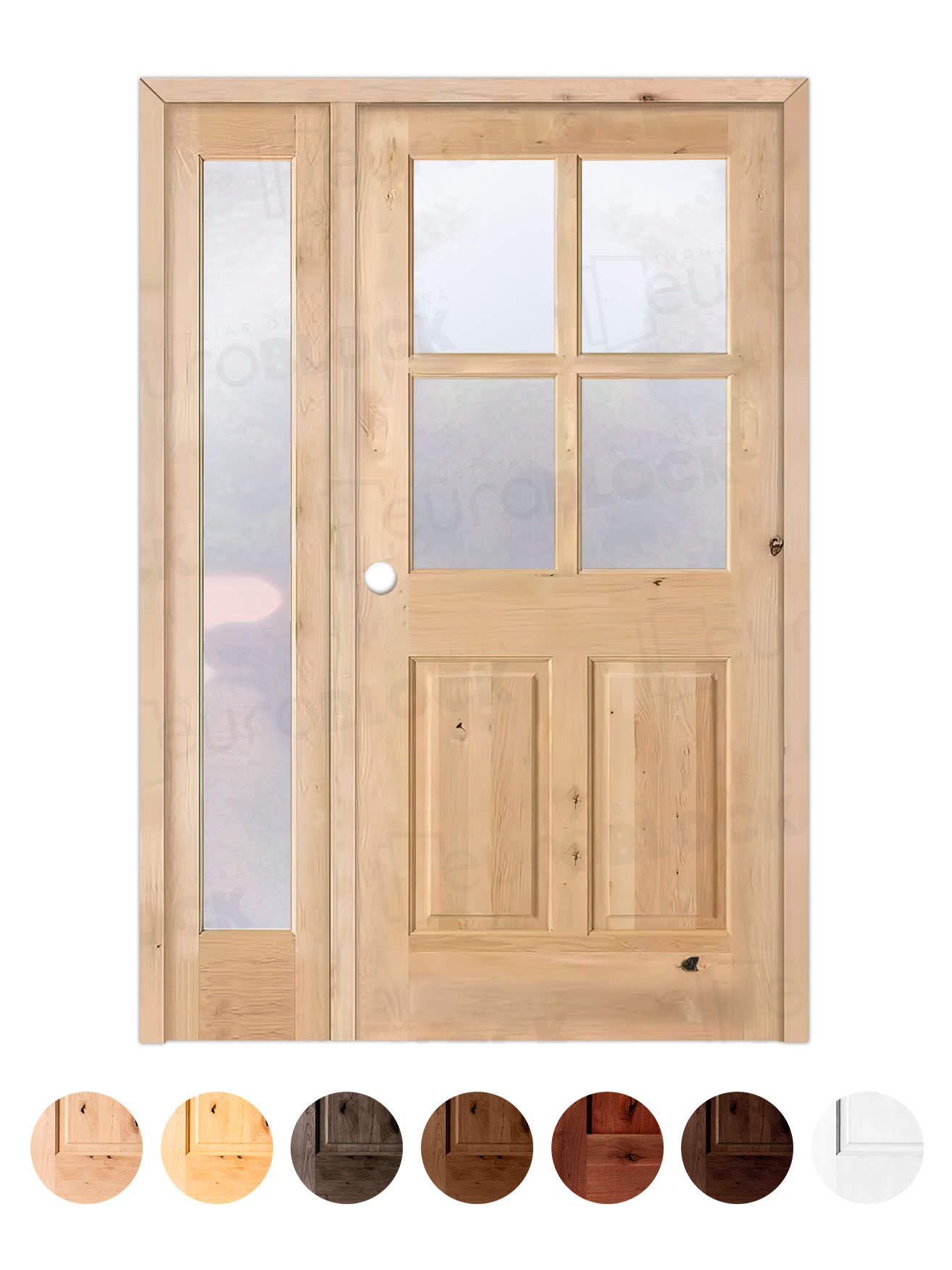 Puerta de Exterior con Fijo de Madera Maciza Serie 5100