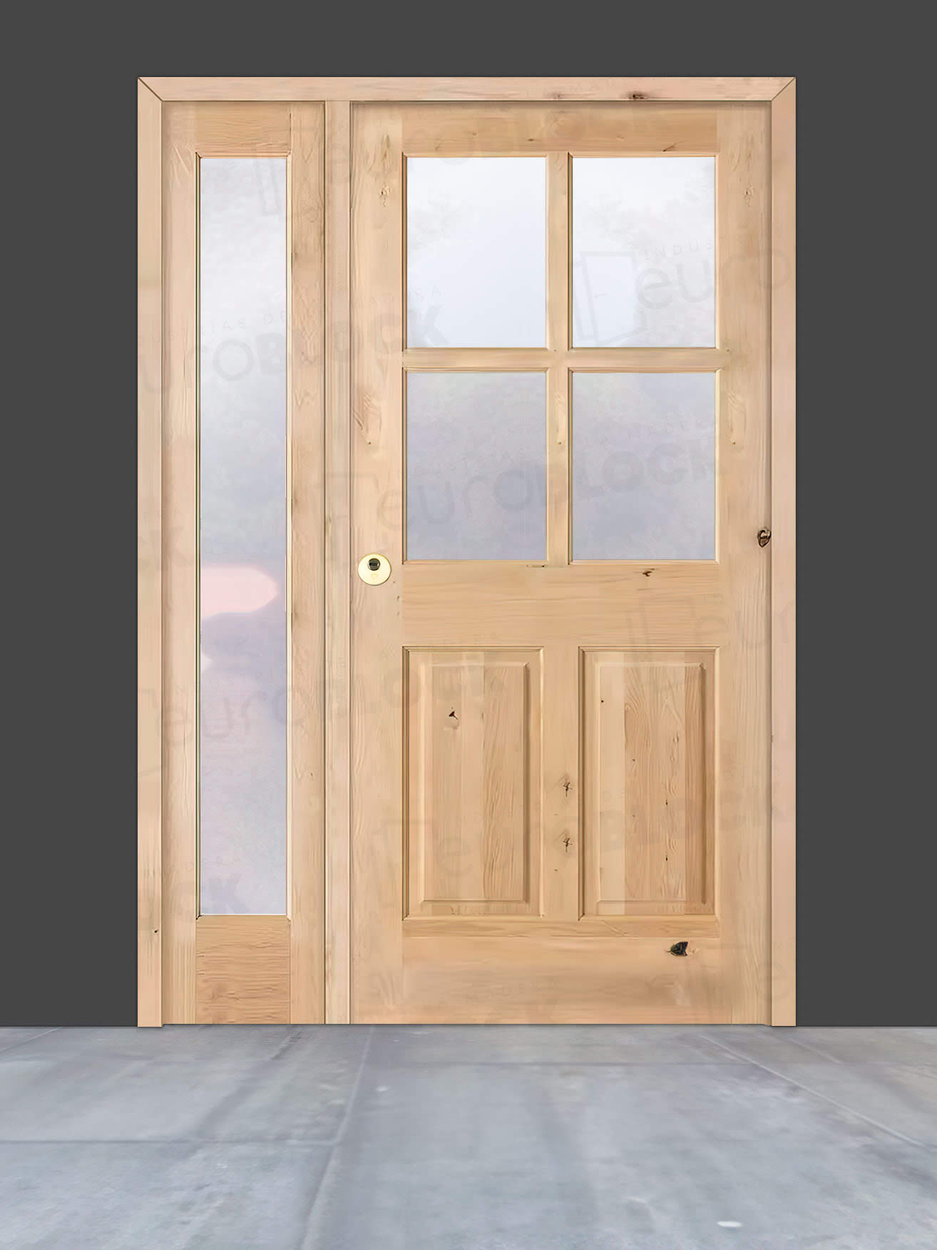 Puerta de Exterior con Fijo de Madera Maciza Serie 5100