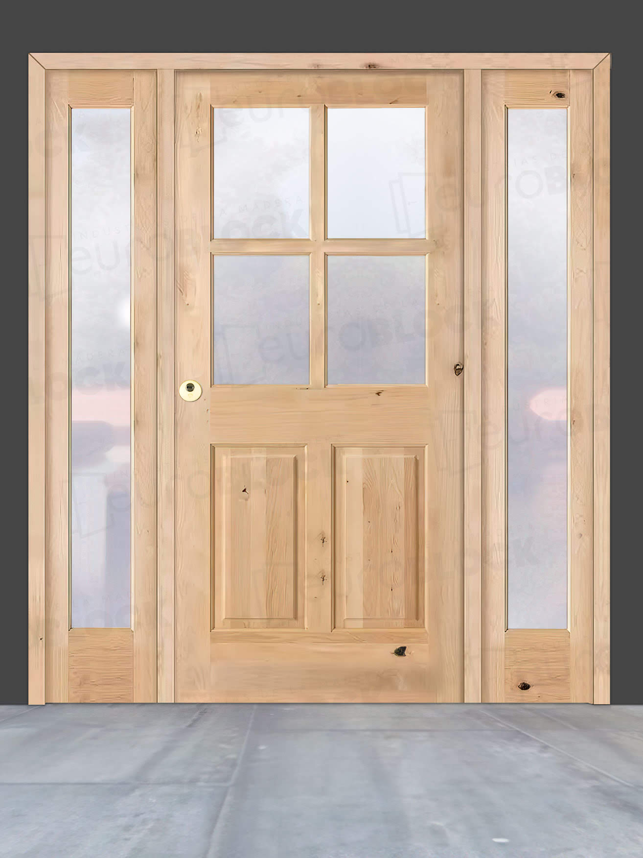 Puerta de Exterior con Dos Fijos de Madera Maciza Serie 5100