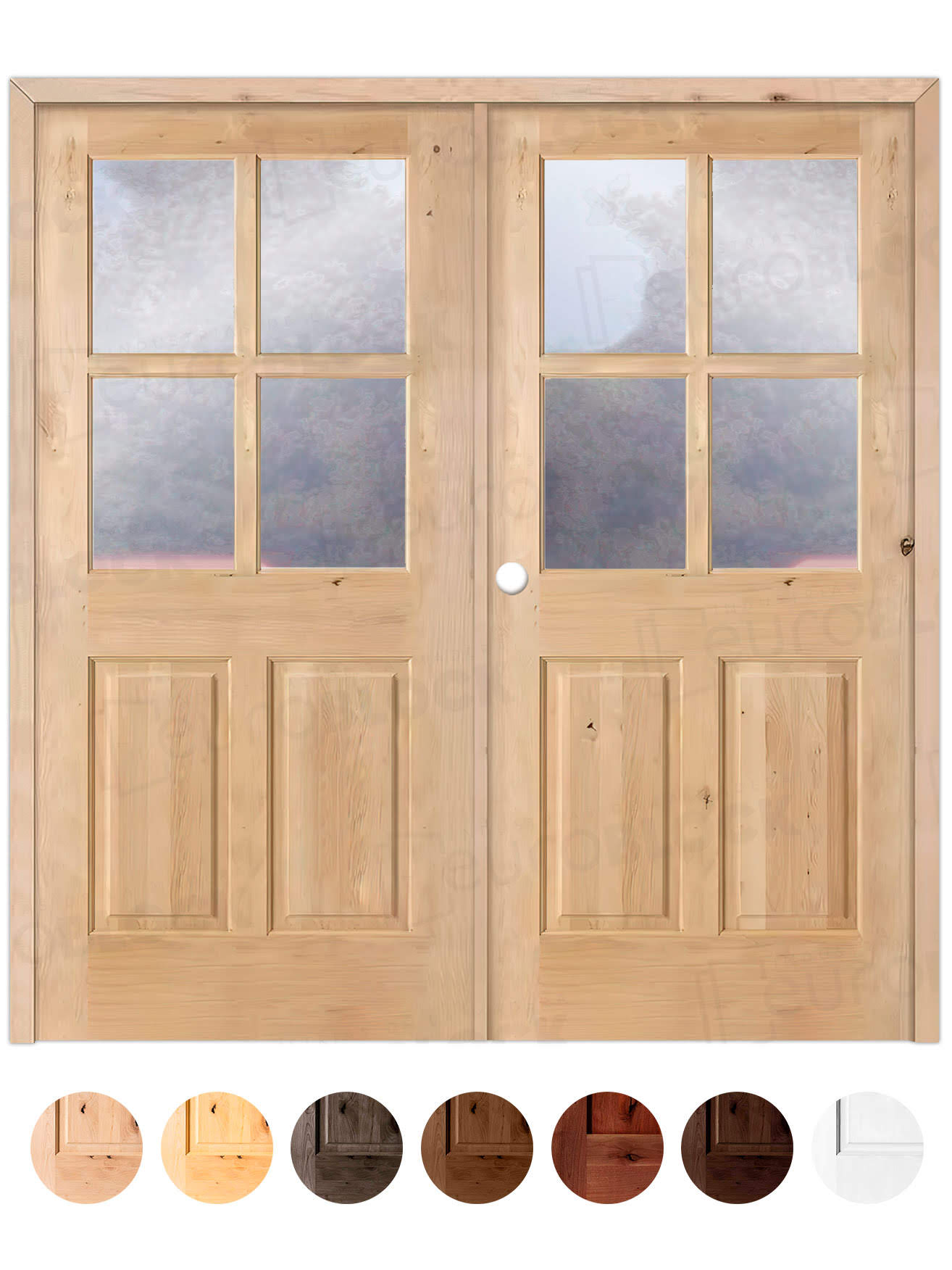 Puerta Doble de Exterior Fijos de Madera Maciza Serie 5100