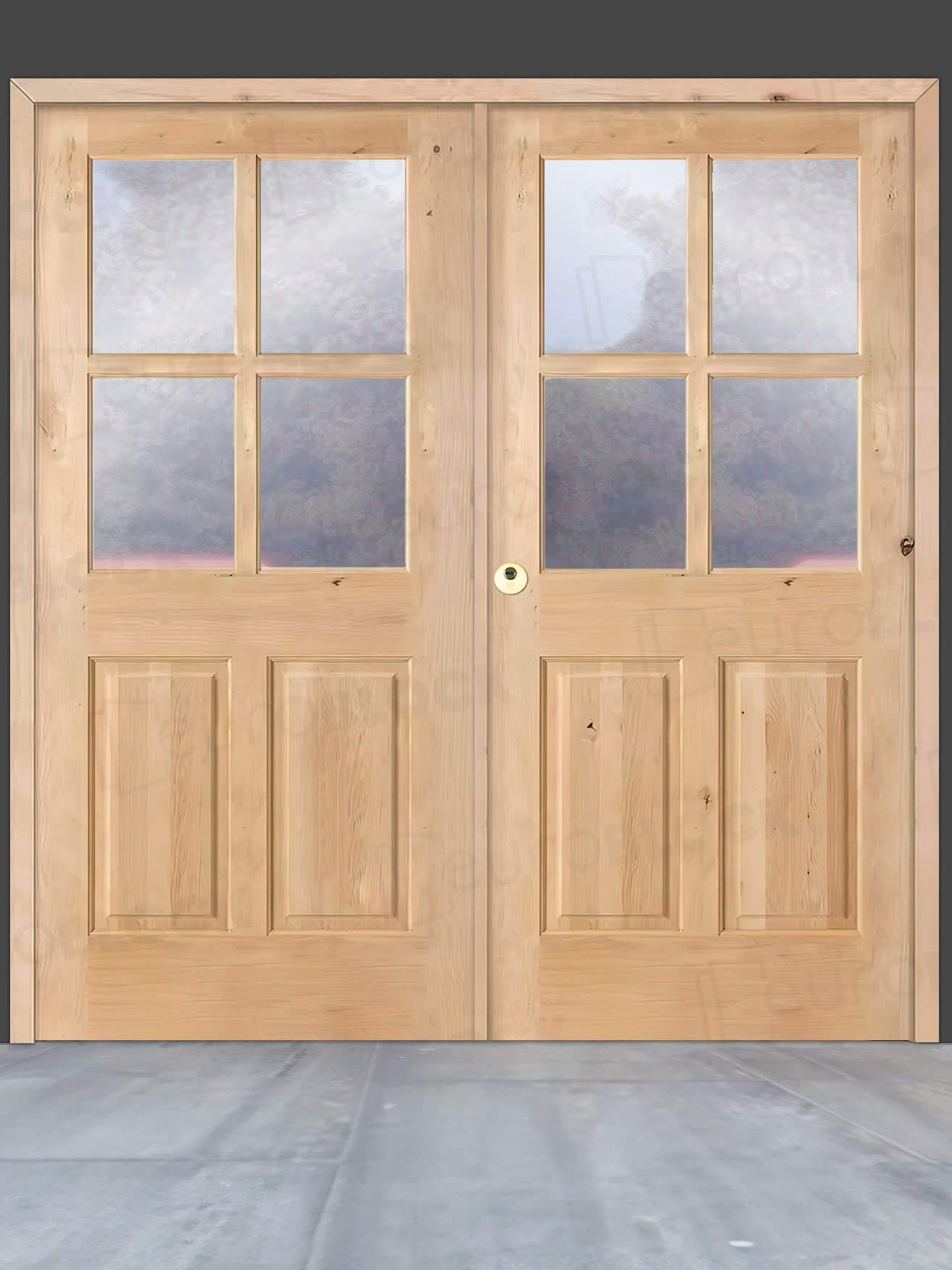 Puerta Doble de Exterior Fijos de Madera Maciza Serie 5100