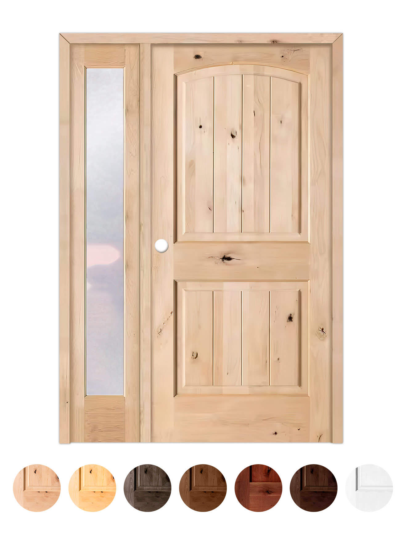 Puerta de Exterior con Fijo de Madera Maciza Serie 7100
