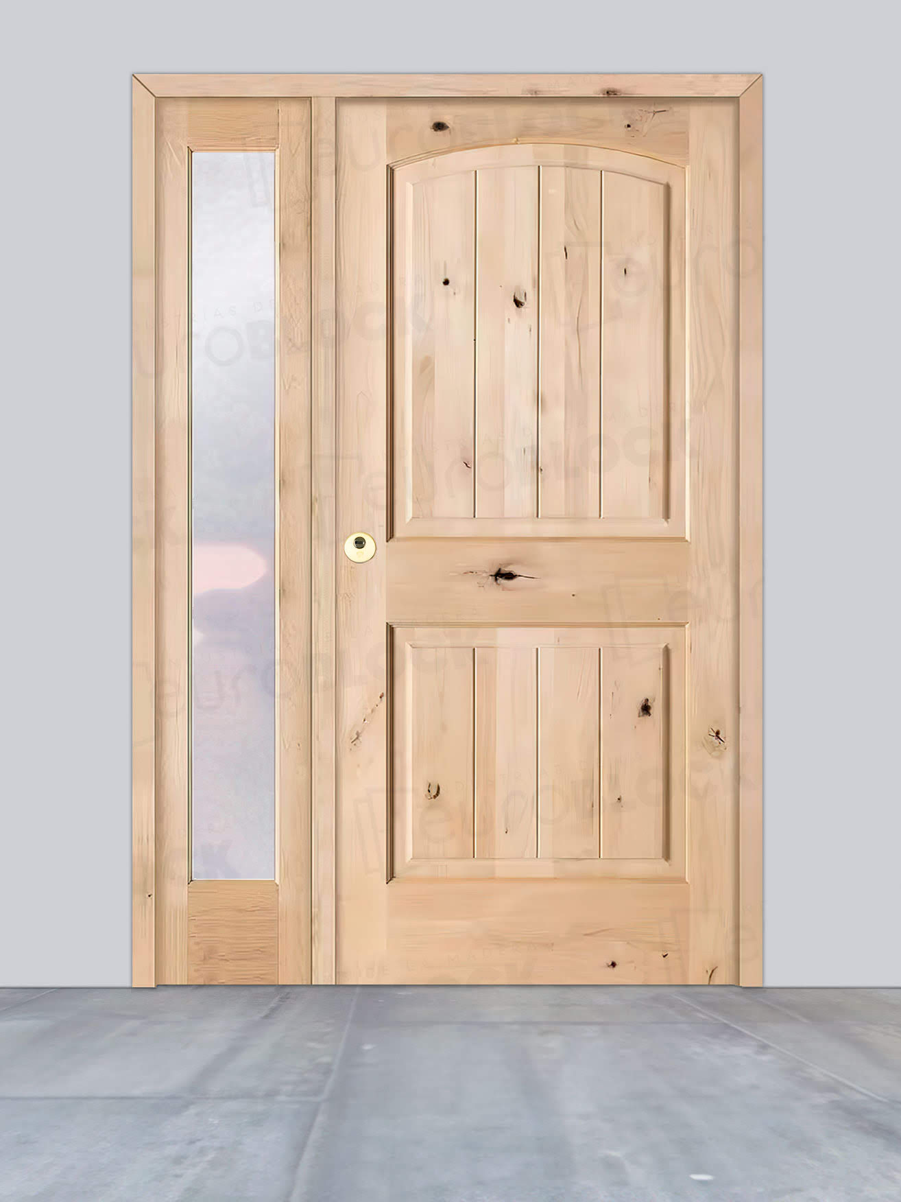 Puerta de Exterior con Fijo de Madera Maciza Serie 7100