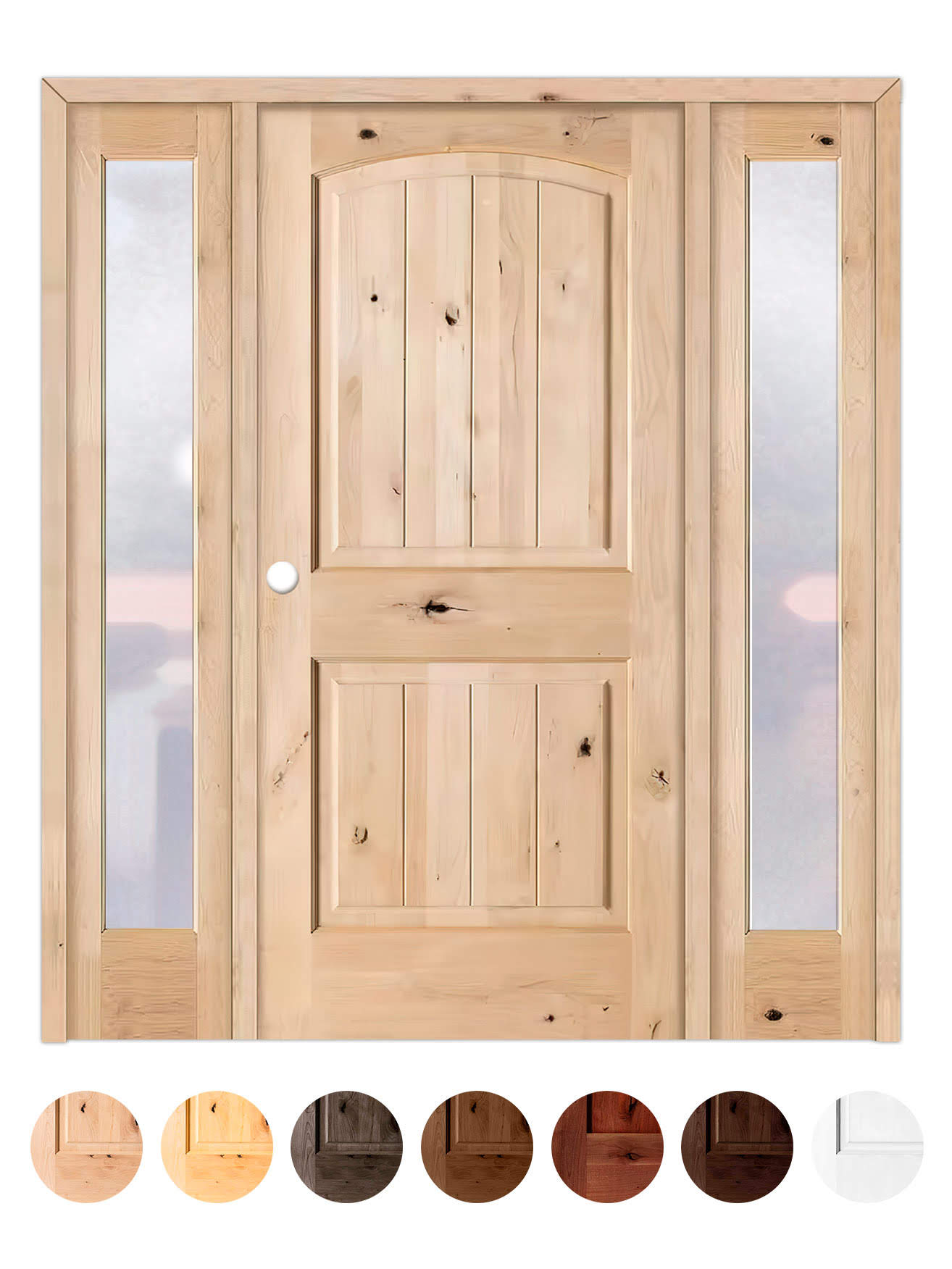 Puerta de Exterior con Dos Fijos de Madera Maciza Serie 7100