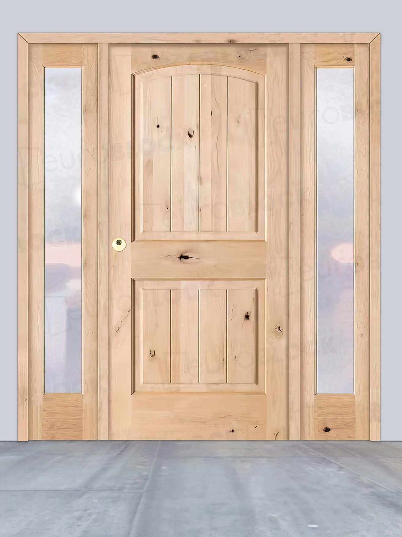 Puerta de Exterior con Dos Fijos de Madera Maciza Serie 7100
