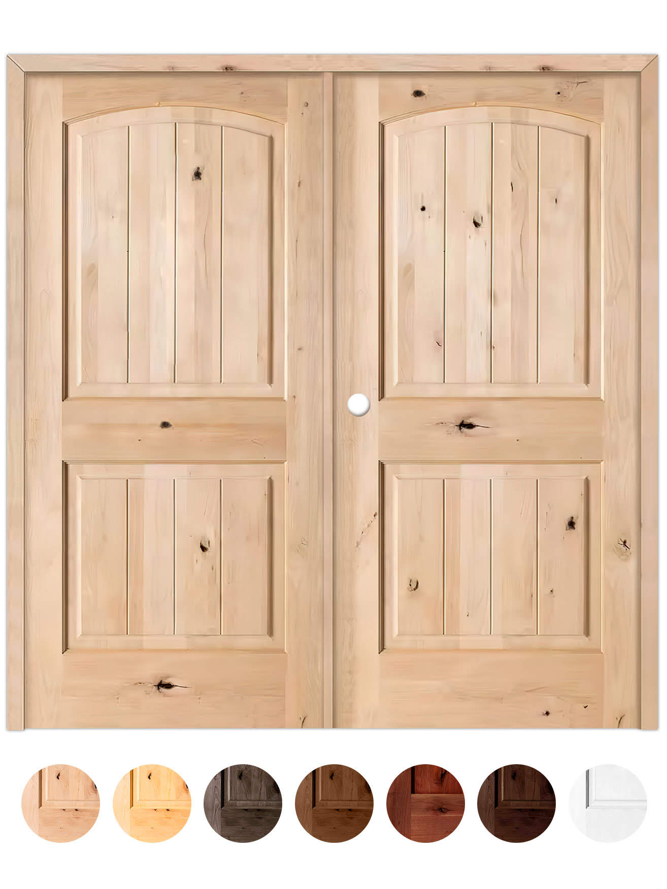 Puerta Doble de Exterior Fijos de Madera Maciza Serie 7100