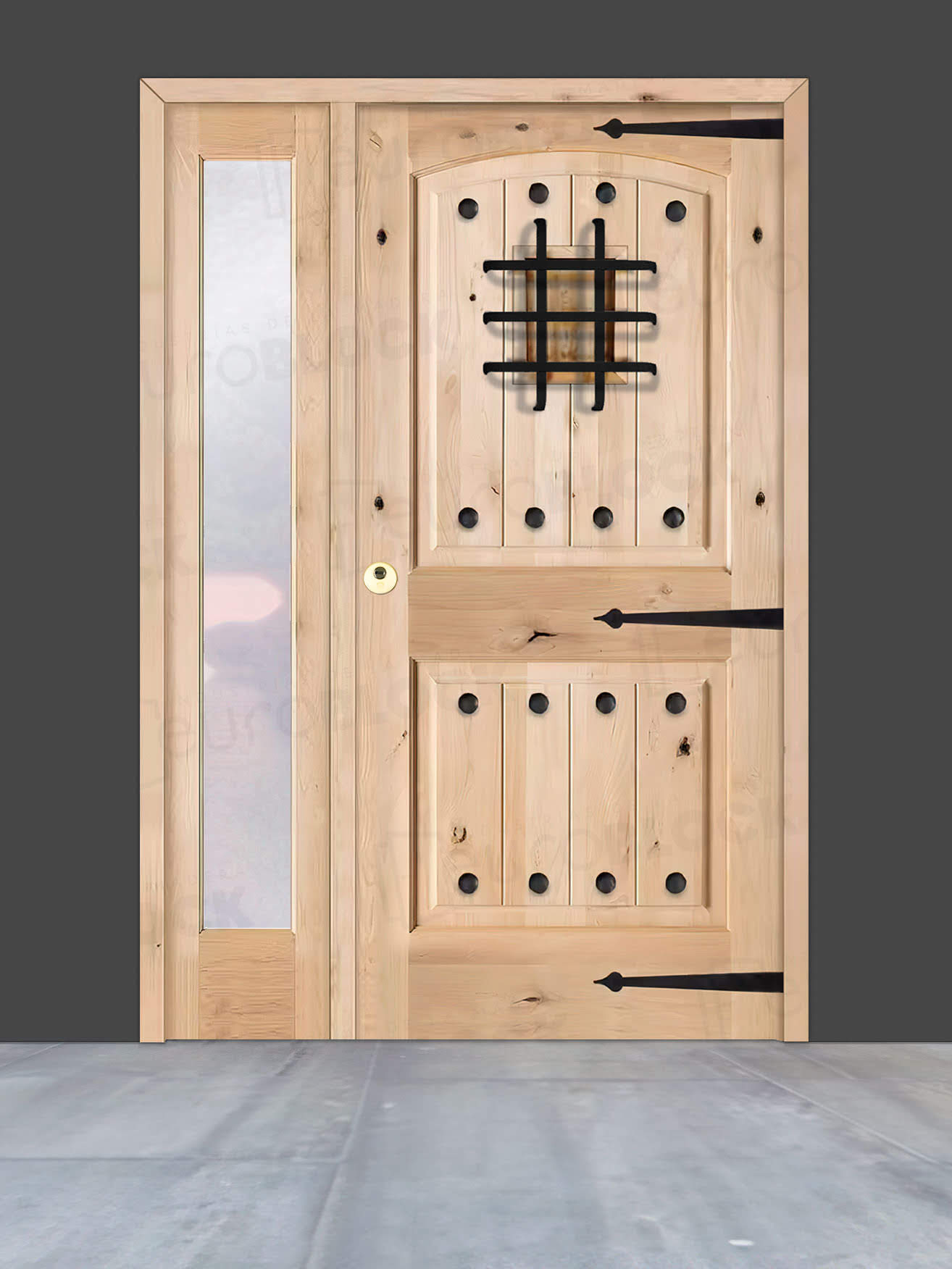 Puerta de Exterior con Fijo de Madera Maciza Serie 8100