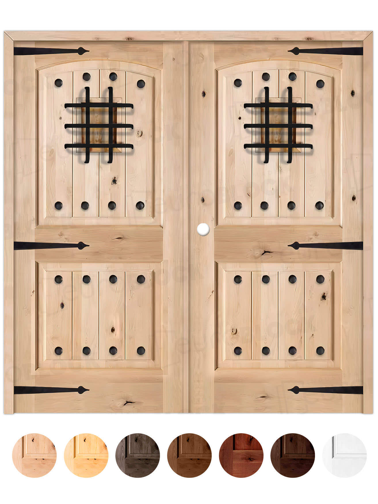 Puerta Doble de Exterior Fijos de Madera Maciza Serie 8100