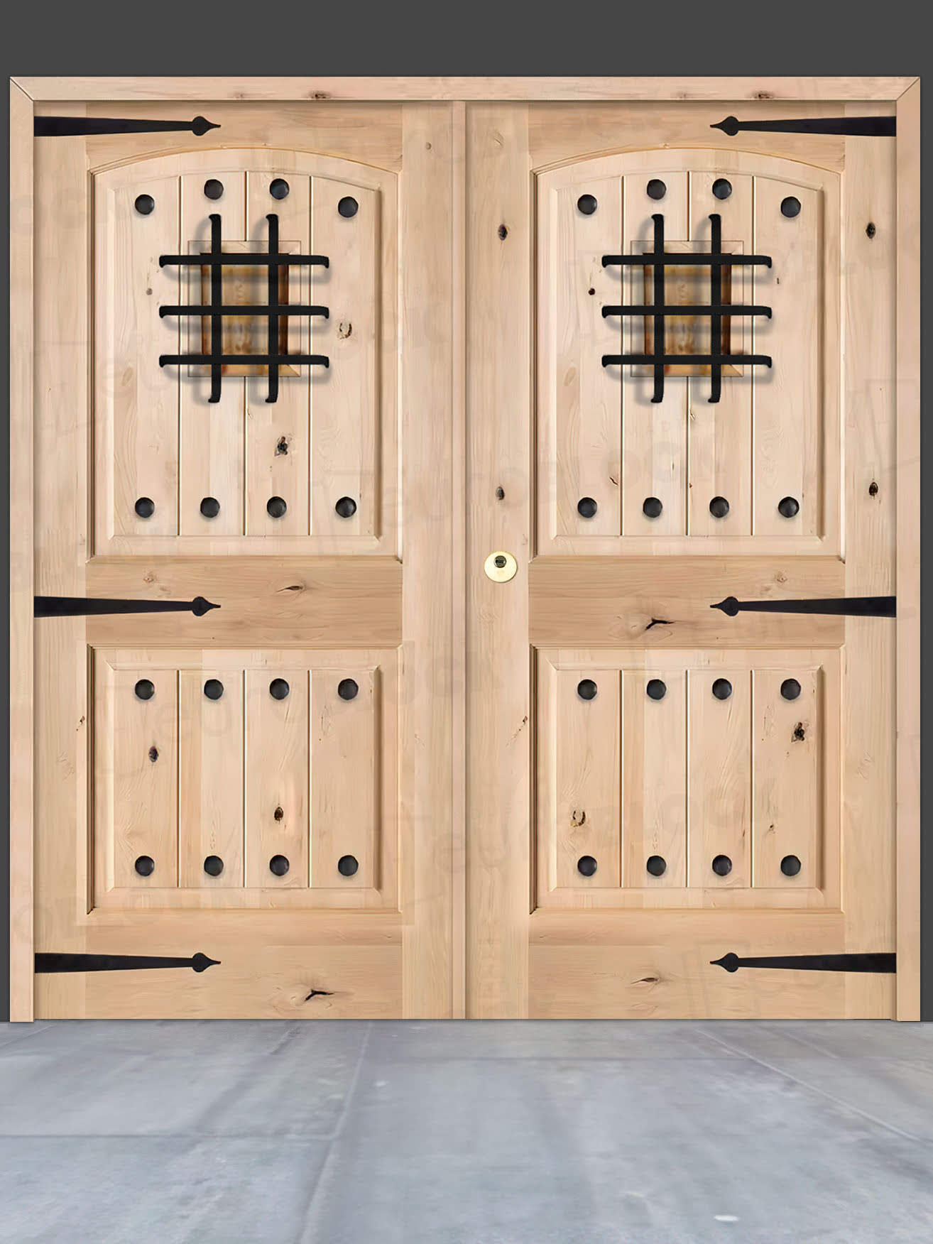 Puerta Doble de Exterior Fijos de Madera Maciza Serie 8100