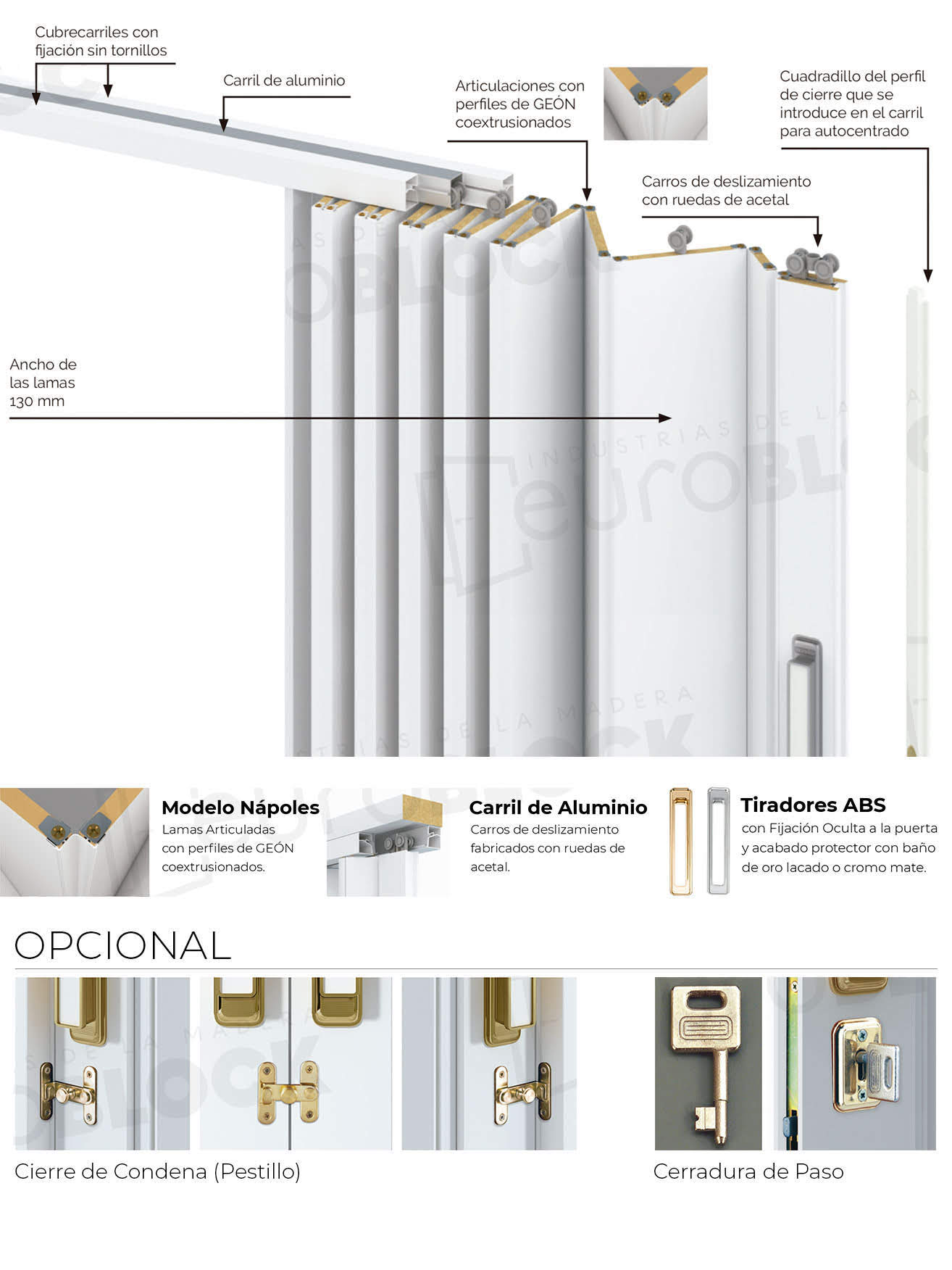Puerta Plegable Melamina Nápoles Alto 245 cm.