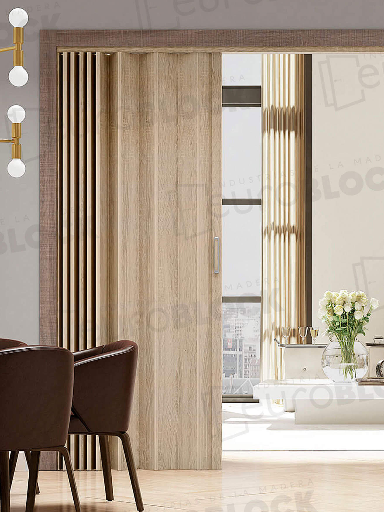Puerta Plegable Melamina Nápoles Alto 225 cm.