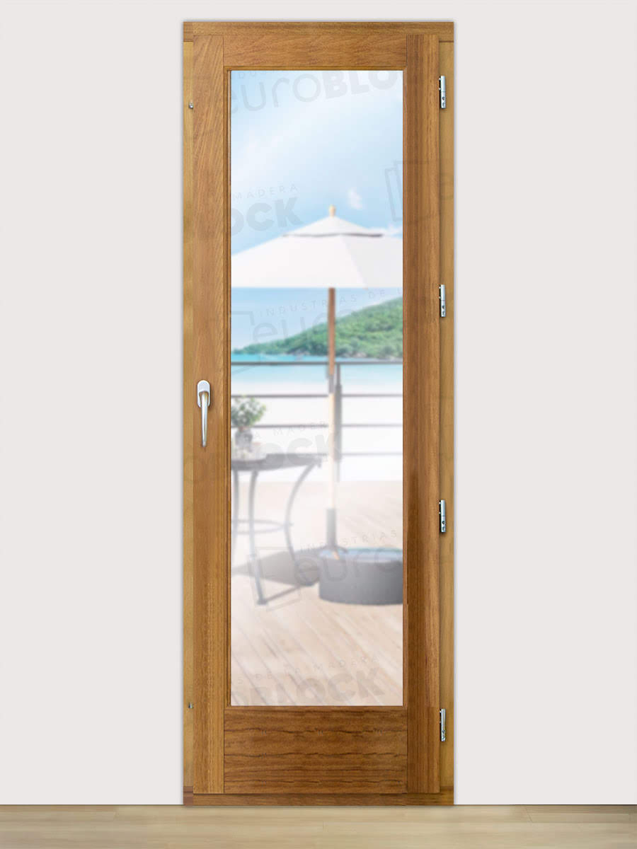 Balconera Europea de 200 cm de Madera Maciza de Iroko V1 Barniz (Cristal Transparente Incluido)