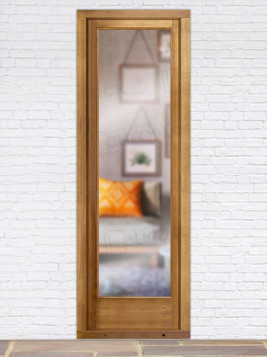 Balconera Europea de 200 cm de Madera Maciza de Iroko V1 Barniz (Cristal Transparente Incluido)