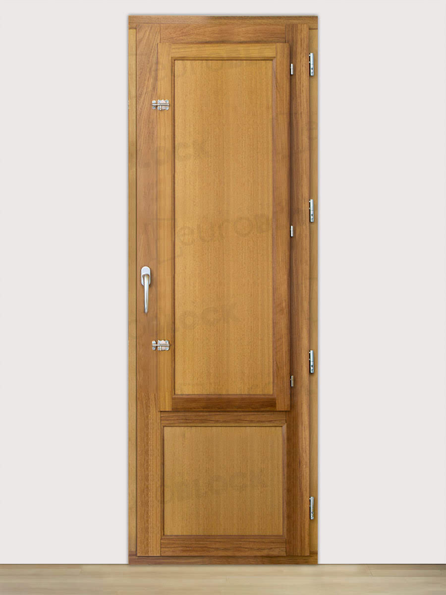 Balconera Europea Otras Medidas de Madera Maciza de Iroko Huelva V1 Barniz (Cristal Transparente Incluido)