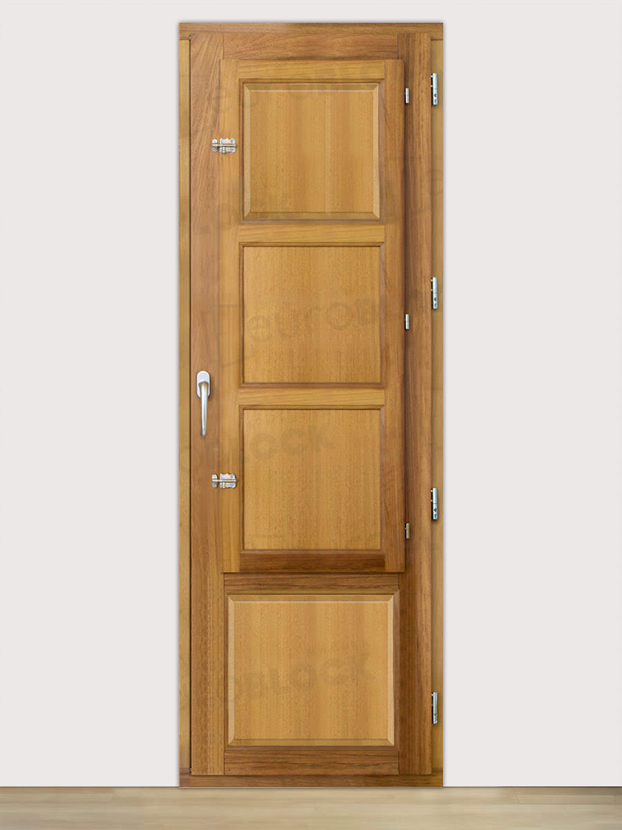 Balconera Europea de 200 cm de Madera Maciza de Iroko Huesca V1 Barniz (Cristal Transparente Incluido)