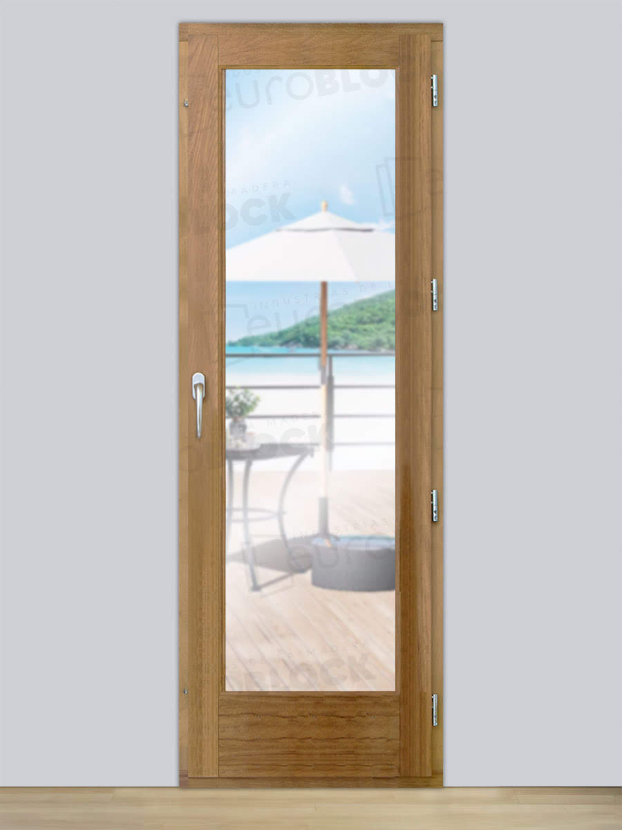 Balconera Europea de 200 cm de Madera Maciza de Iroko V1 Crudo (Cristal Transparente Incluido)