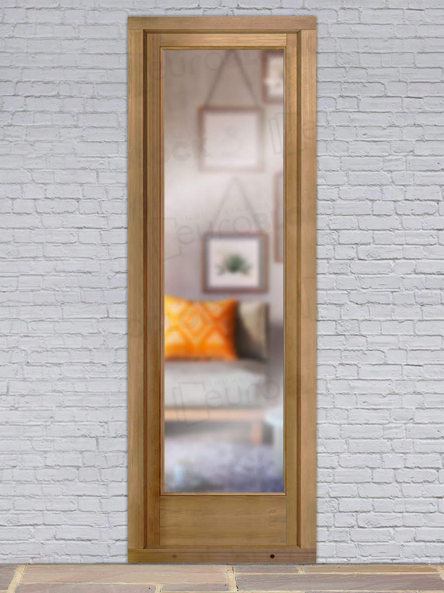 Balconera Europea de 200 cm de Madera Maciza de Iroko V1 Crudo (Cristal Transparente Incluido)