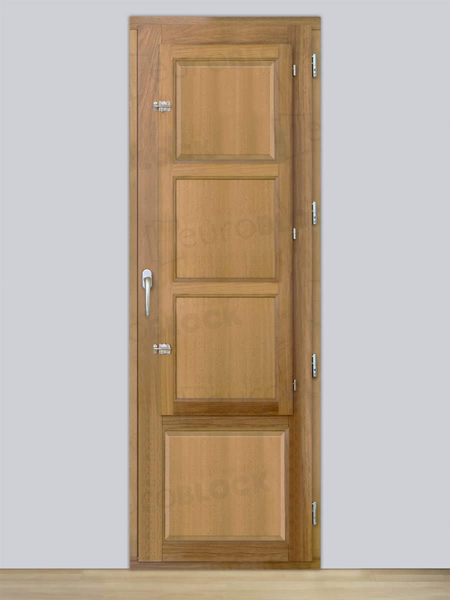 Balconera Europea de 200 cm de Madera Maciza de Iroko Huesca V1 Crudo (Cristal Transparente Incluido)
