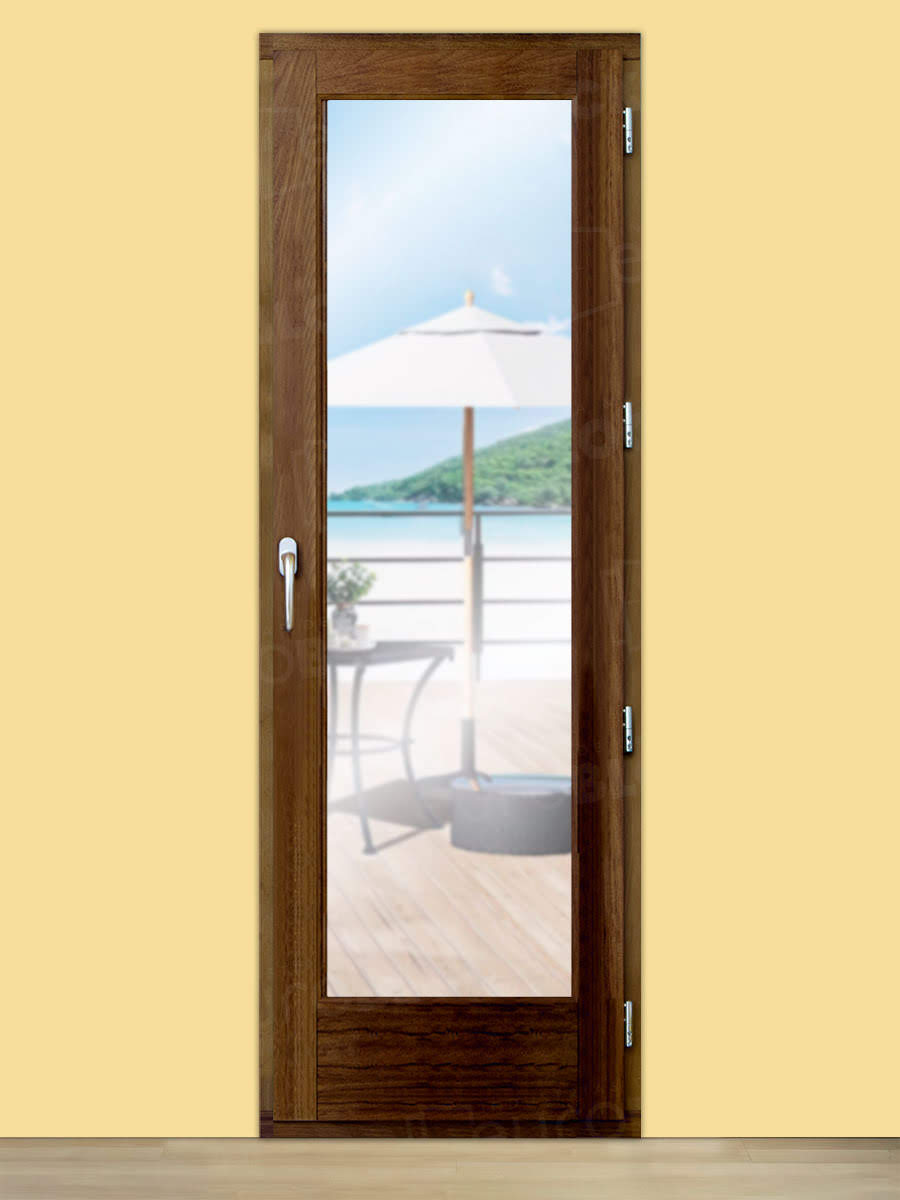 Balconera Europea de 200 cm de Madera Maciza de Iroko V1 Teñida (Cristal Transparente Incluido)