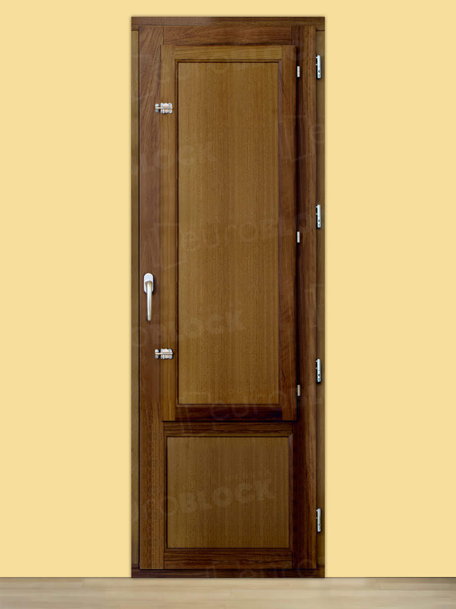 Balconera Europea Otras Medidas de Madera Maciza de Iroko Huelva V1 Teñida (Cristal Transparente Incluido)