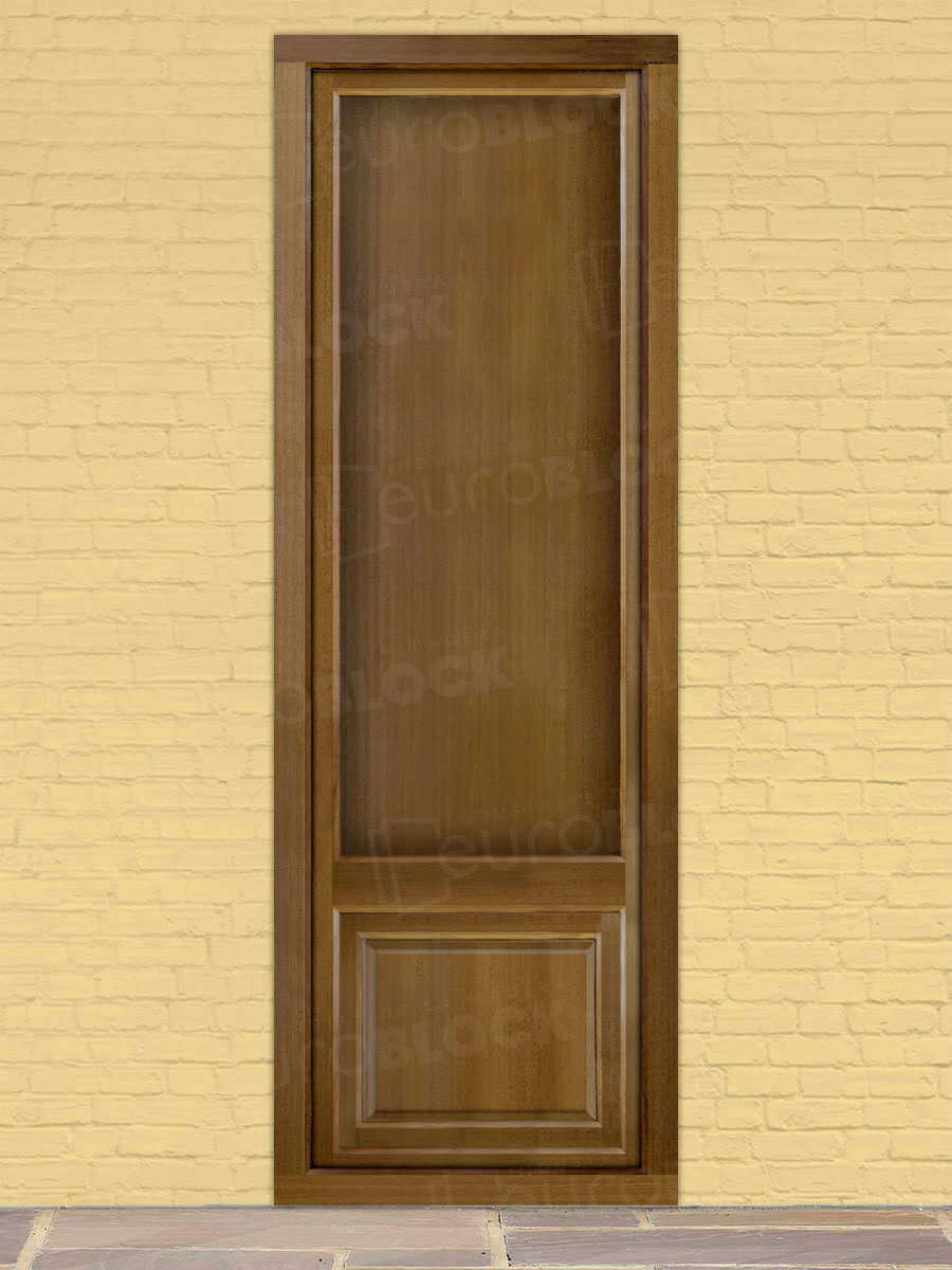 Balconera Europea Otras Medidas de Madera Maciza de Iroko Huelva V1 Teñida (Cristal Transparente Incluido)