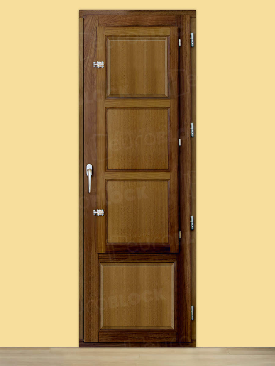 Balconera Europea de 200 cm de Madera Maciza de Iroko Huesca V1 Teñida (Cristal Transparente Incluido)