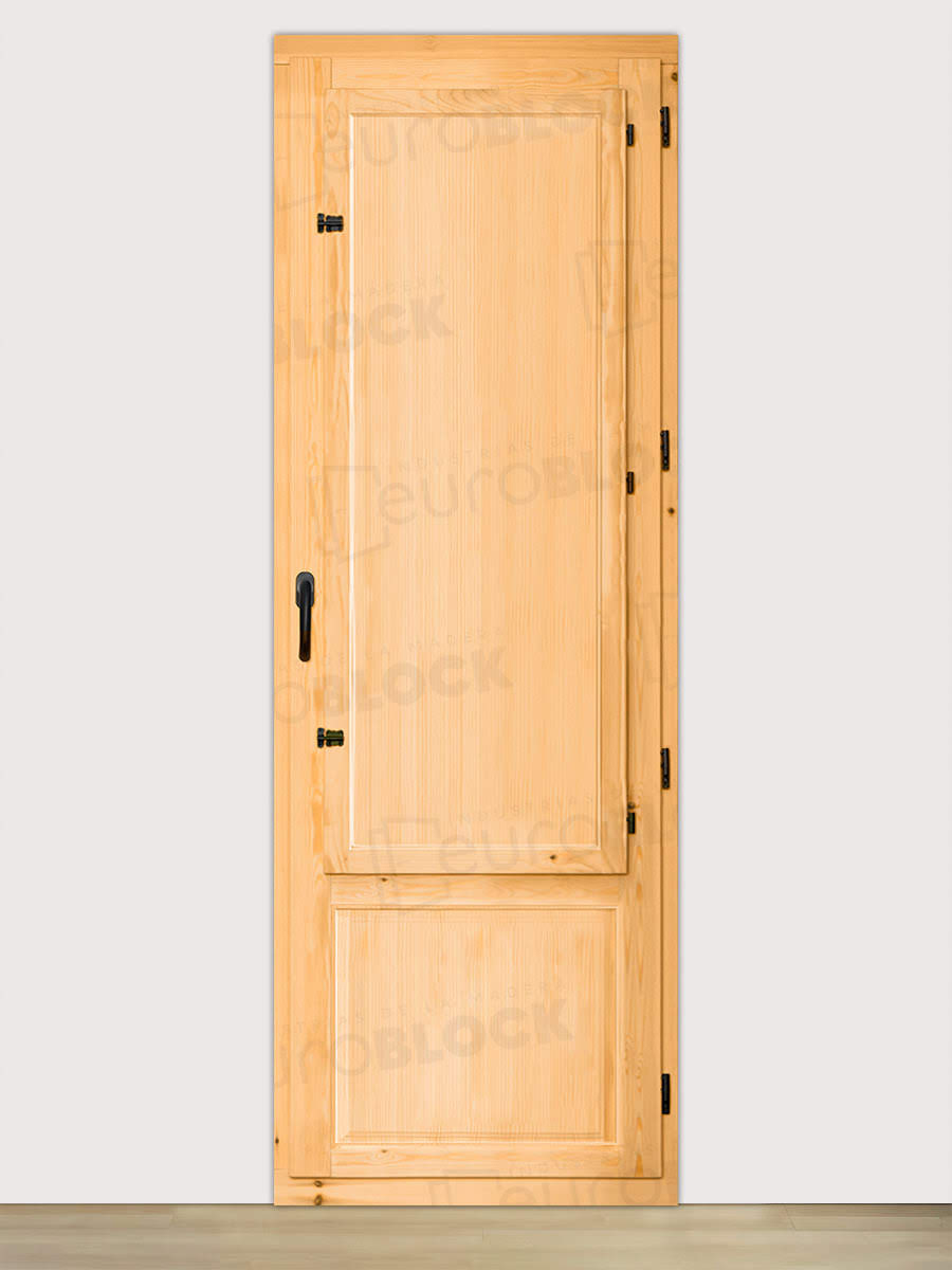 Balconera Europea de 200 cm de Madera Maciza de Pino Huelva V1 Barniz (Cristal Transparente Incluido)