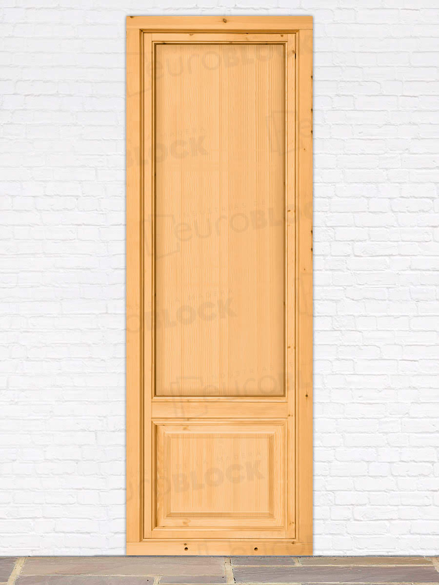 Balconera Europea de 200 cm de Madera Maciza de Pino Huelva V1 Barniz (Cristal Transparente Incluido)