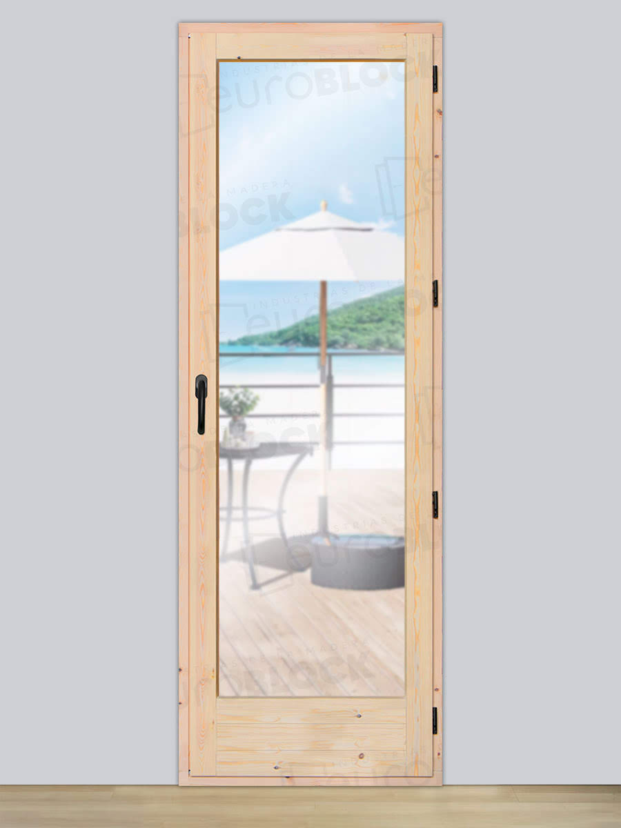 Balconera Europea Otras Medidas de Madera Maciza de Pino V1 Crudo (Cristal Transparente Incluido)