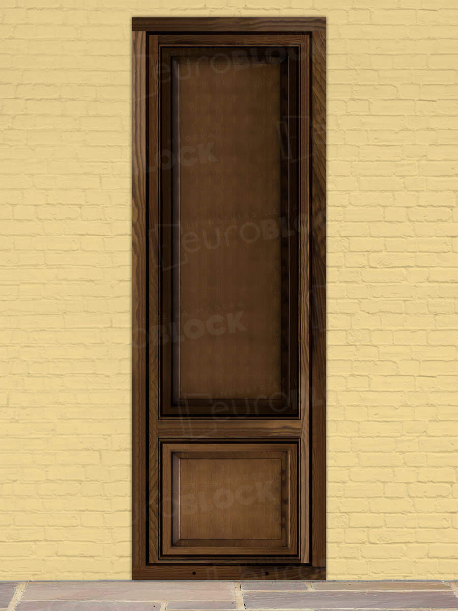 Balconera Europea de 200 cm de Madera Maciza de Pino Huelva V1 Teñida (Cristal Transparente Incluido)